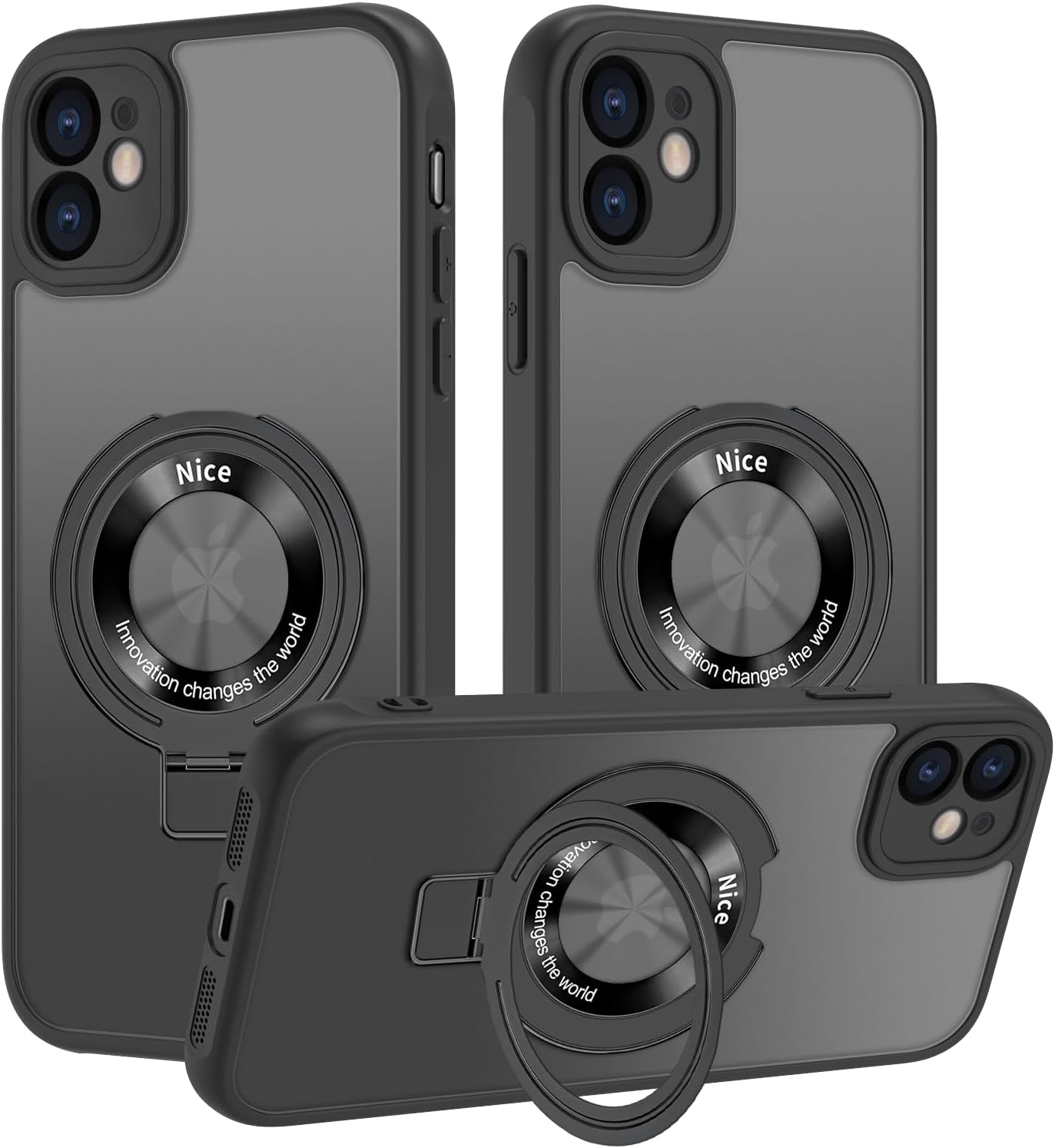 GROZHJAL Funda con soporte para iPhone 11, compatible con MagSafe, antiamarilleo, magnético, delgado, translúcido, mate, parte trasera de silicona,