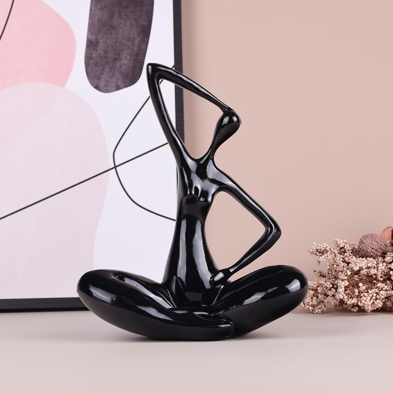 XMGZQ Estatua de dama negra, arte abstracto, escultura femenina, decoración del hogar, decoración moderna negra, estatuas abstractas para sala de