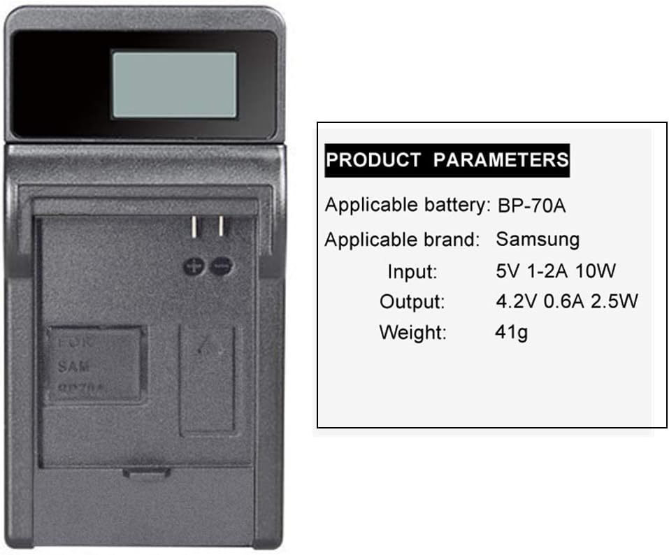 Paquete de 3 baterías de repuesto BP-70A con cargador para Samsung BP70A BP 70A WB30F, WB35F, WB50F, DV150F, ST150F, MV800, ES65, ES67, ES70, ES71,