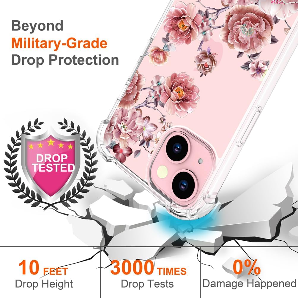 Funda para iPhone 15 Plus, diseño de flores y flores, diseño femenino para mujeres y niñas, compatible con iPhone 15 Plus, rosas coloridas y rosas