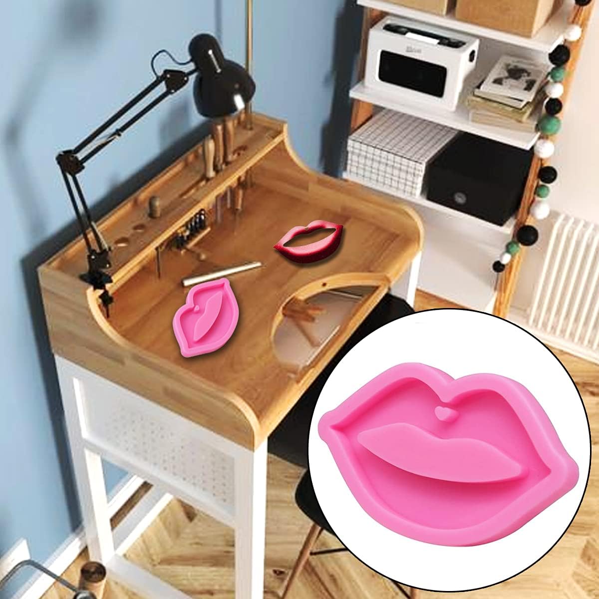 OHAOLYLE 3 moldes de gel de sílice para labios, forma de boca, moldes de resina epoxi con agujero para decoración de llavero, colgante, bricolaje,
