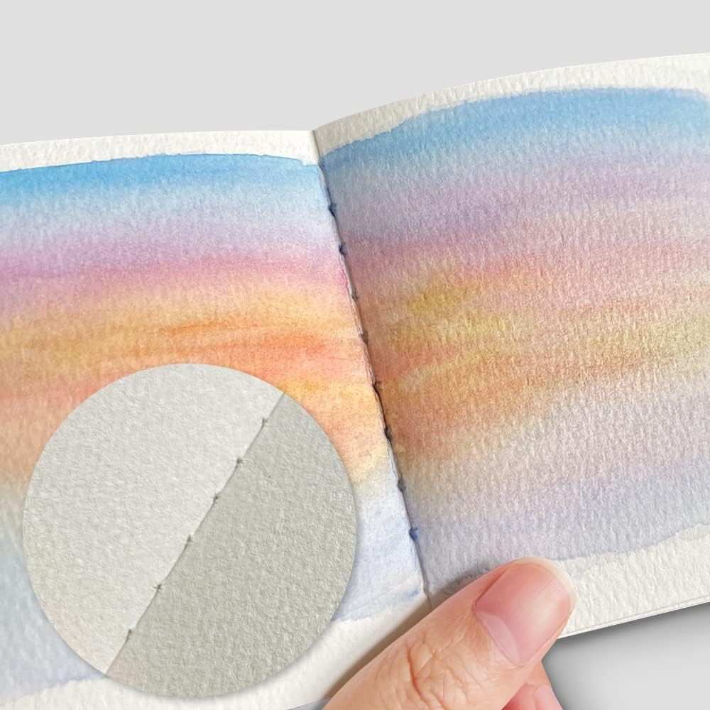 Cuaderno de bocetos de acuarela, 3.9 x 3.9 pulgadas, portátil, cuadrado, mini cuaderno de acuarela, 62 páginas, papeles de dibujo texturizados de