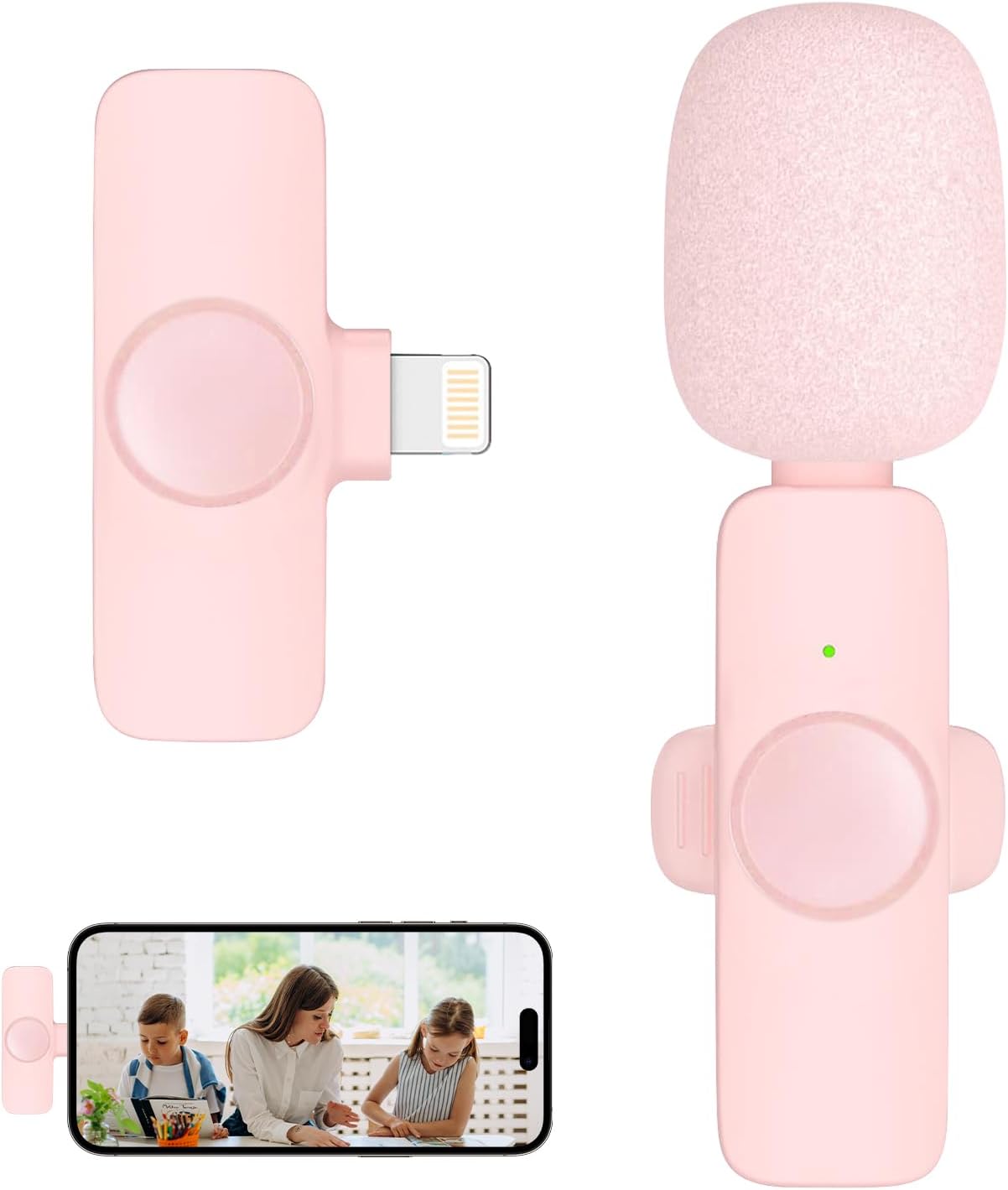 Micrófono Lavalier inalámbrico profesional para iPhone iPad, micrófono de clip omnidireccional inalámbrico, micrófono Plug-Play para entrevista,