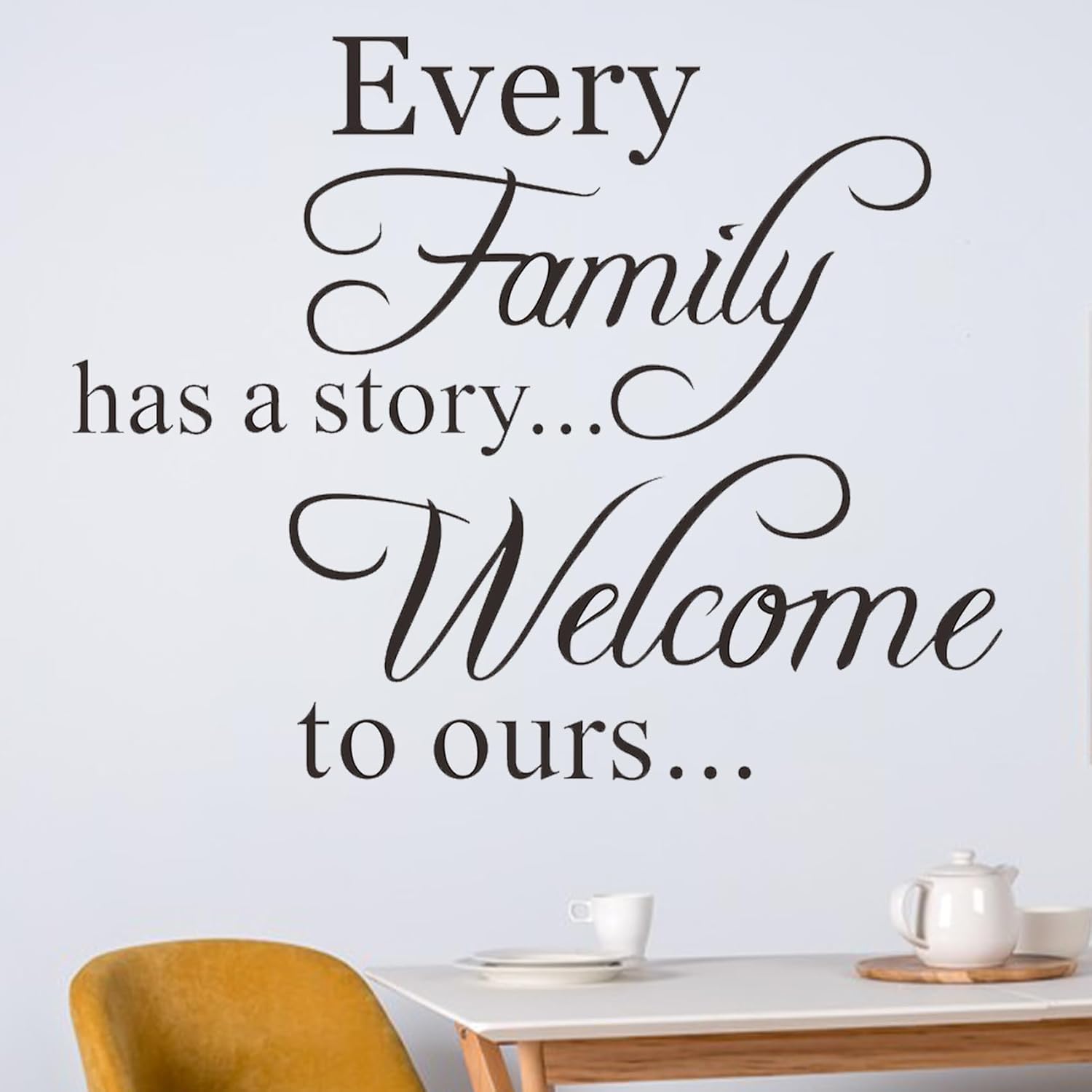Calcomanías de vinilo con citas para pared, texto en inglés Every Family Has a Story Welcome to Ours Saying (Every Family Has a Story Welcome to