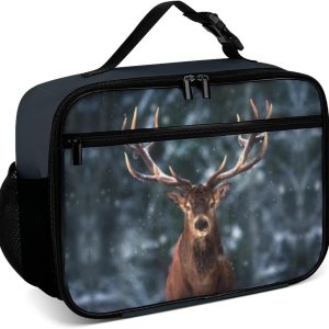 Muishi Lonchera reutilizable con diseño de ciervos, bolsa de almuerzo aislada, lonchera para comida y alimentos, bolsa de mano para mujeres, niños, Muishi Lonchera reutilizable con diseño de ciervos, bolsa de almuerzo aislada, lonchera para comida y alimentos, bolsa de mano para mujeres, niños,