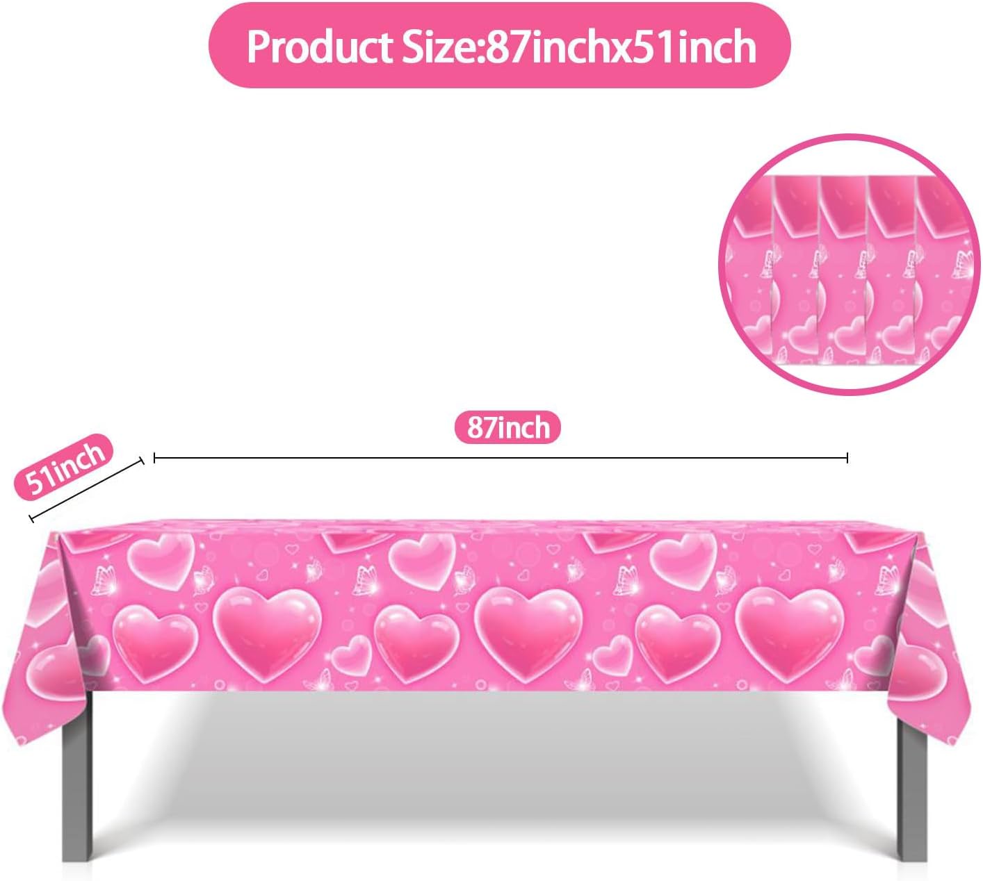 5 manteles de corazón rosa para principios de los años 2000, decoración de mesa de fiesta cholo, suministros de fiesta de cumpleaños en casa (51 x