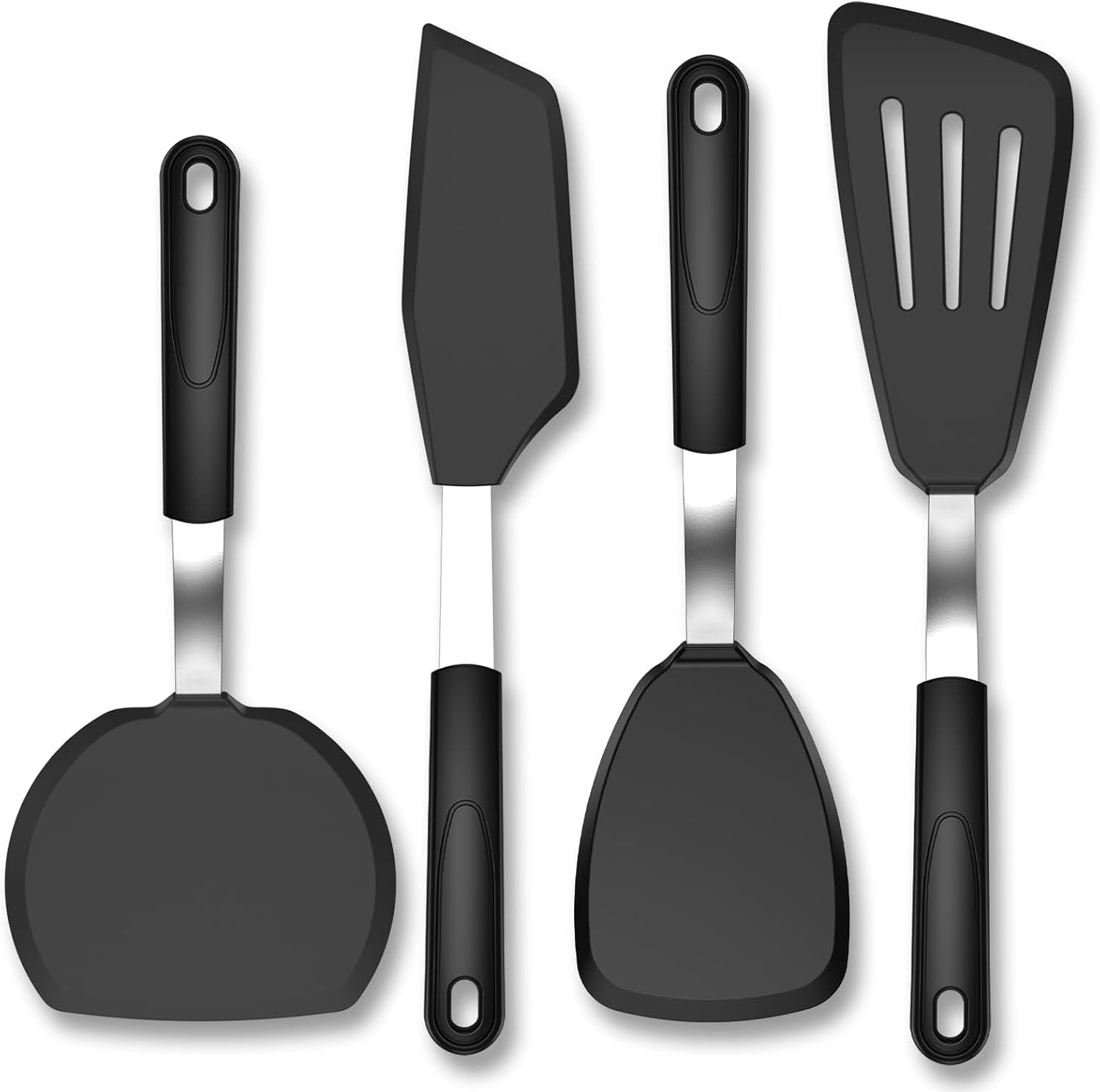 GEEKHOM – Espátulas de silicona para utensilios de cocina antiadherentes, 600 F, resistentes al calor, extra grandes y anchas, espátulas flexibles