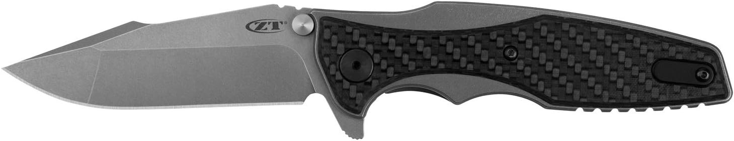 Zero Tolerance Hinderer CF – Navaja de bolsillo, hoja de 3.5 pulgadas de acero inoxidable 20CV mango de titanio con revestimiento de fibra de
