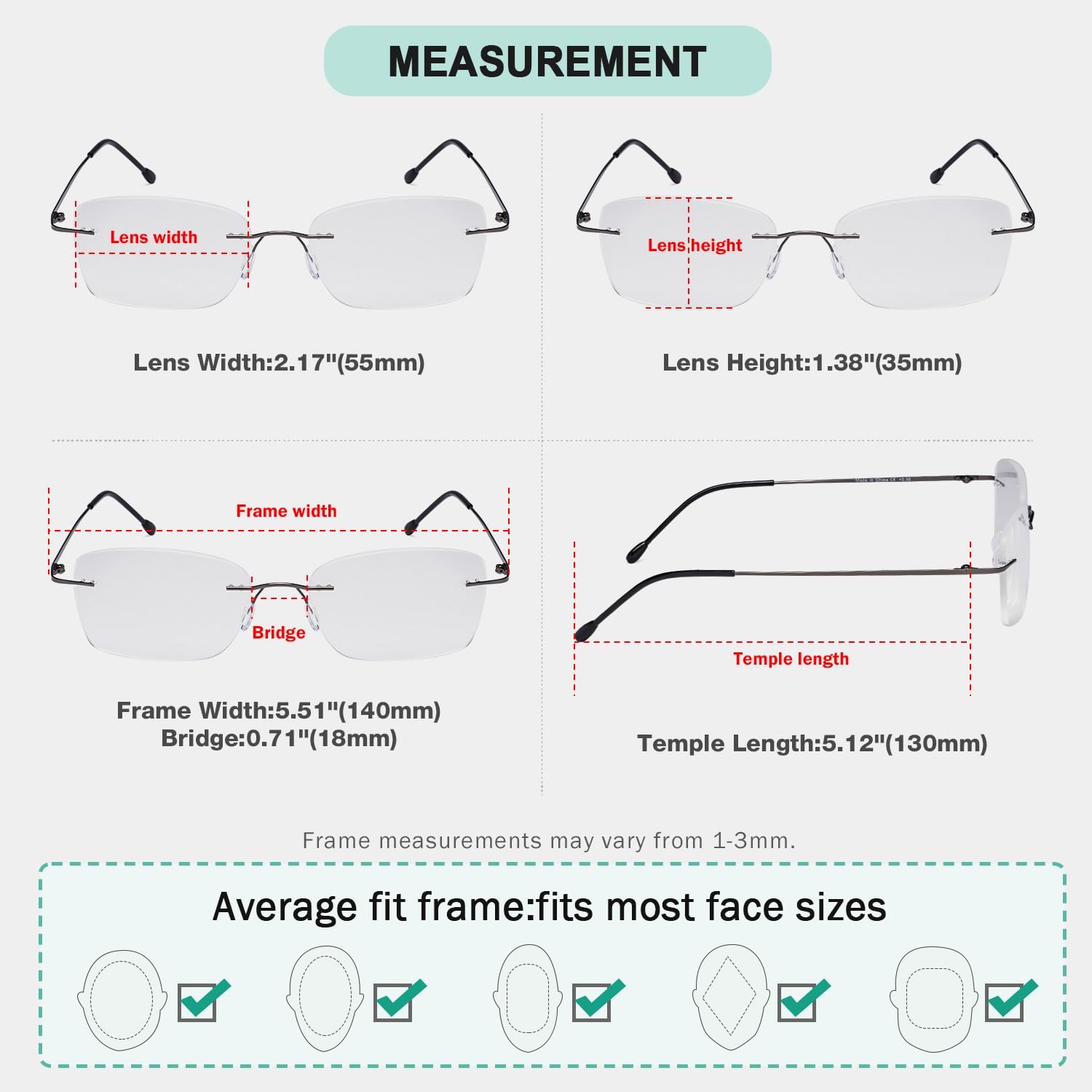 Eyekepper Lentes de lectura sin marco para mujer, lectores ligeros sin montura para mujer