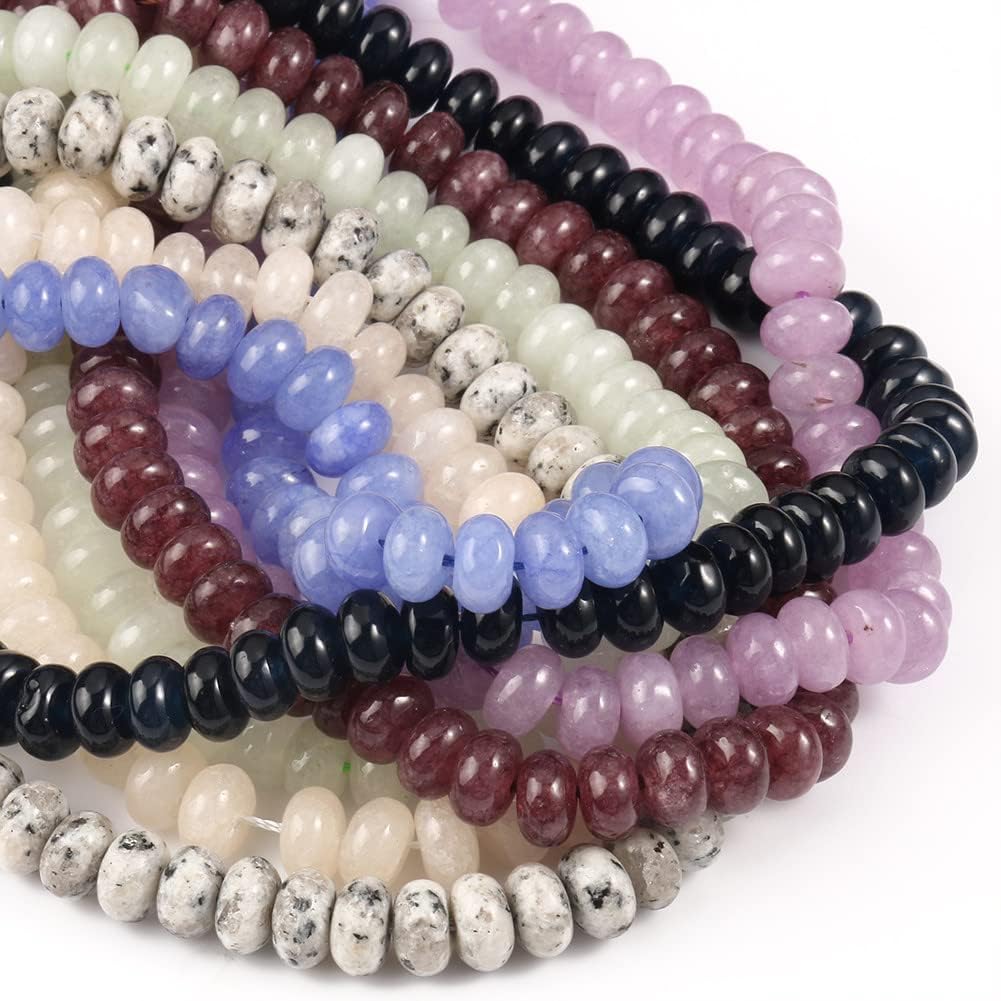 Youllyuu Cuentas de chakra de Angelite Jades de 0.197 x 0.315 in, cuentas de piedra espaciadora sueltas naturales para hacer joyas, pulseras