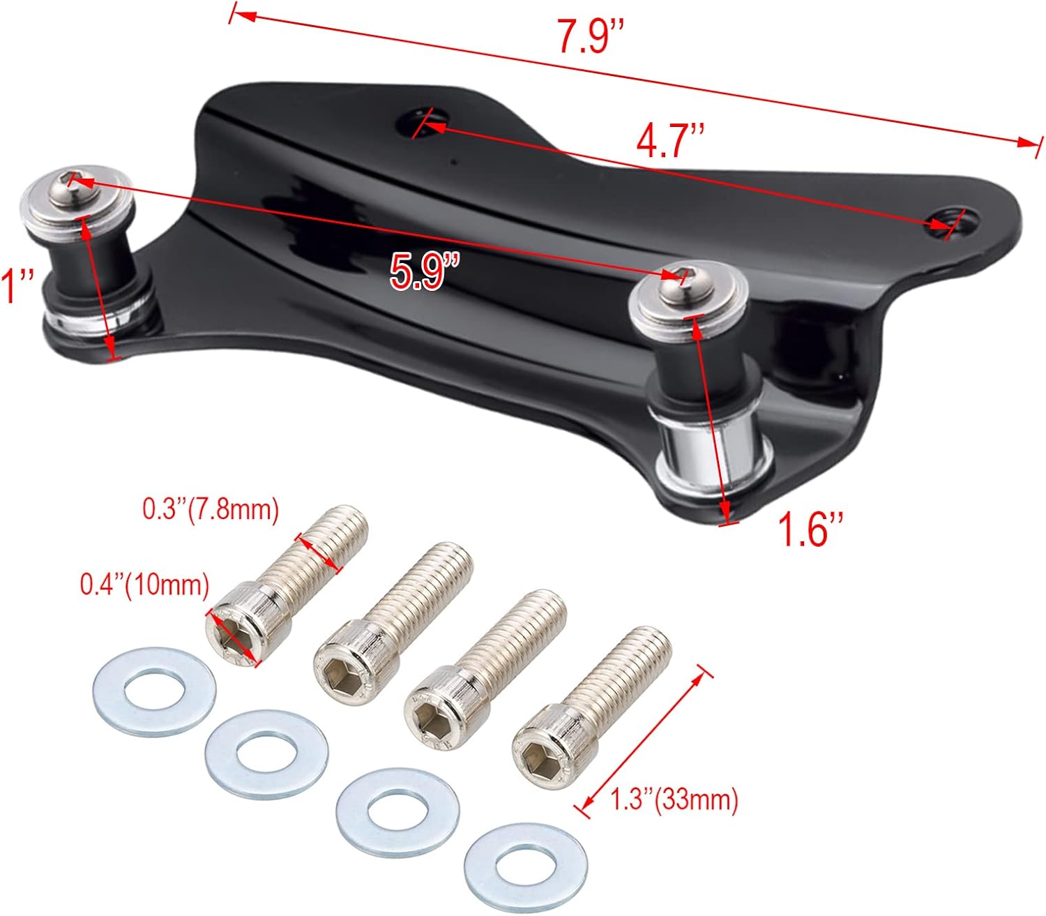 Benlari Kit de accesorios de acoplamiento de 4 puntos negro brillante 2014-2024 compatible con Harley Davidson Touring Street Glide Road Glide