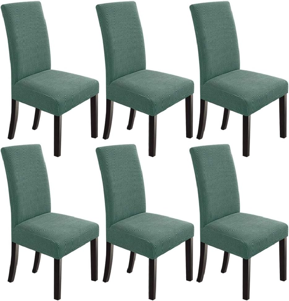 Juego de 6 fundas para sillas de comedor, cocina, sillas Parsons, fundas lavables, protectores de asiento para hotel, banquete, ceremonia (cian