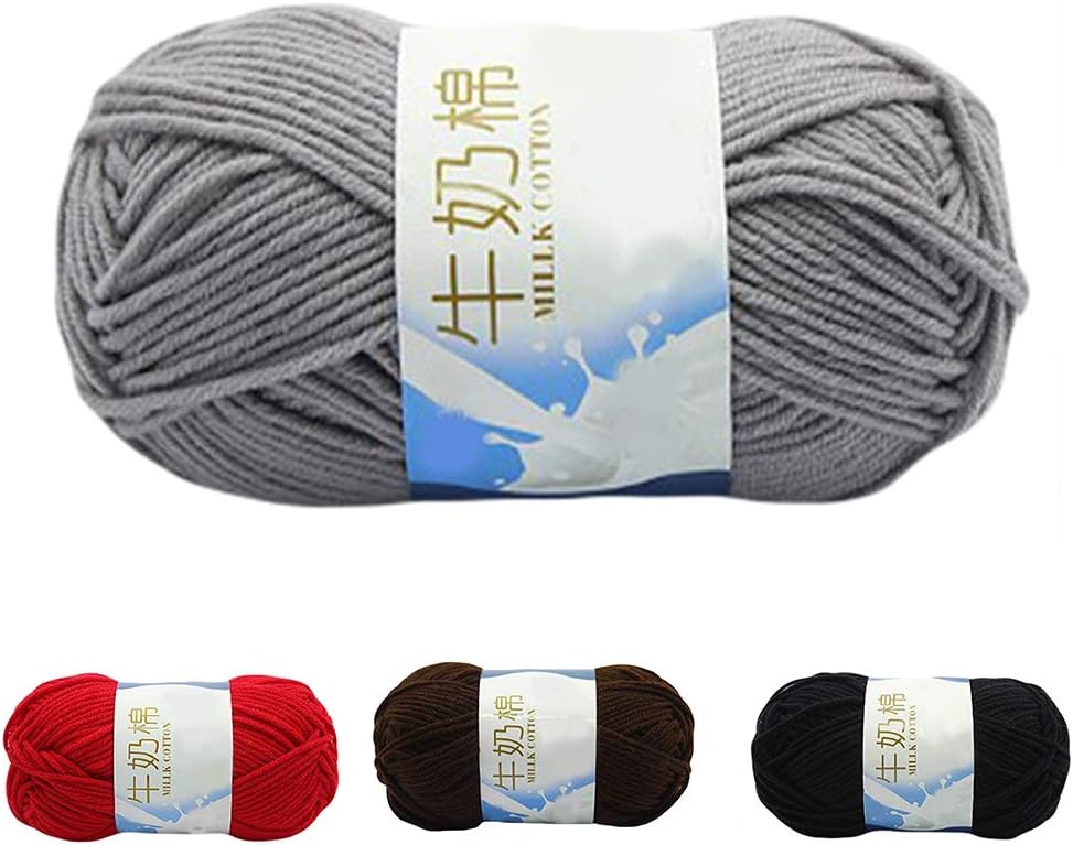 1.76 oz Mezcla de Algodón Crochet Tejer Ropa de Bebé Bufanda Sombrero Suéter Hilo de Lana Educación Juguete Almohada Negro