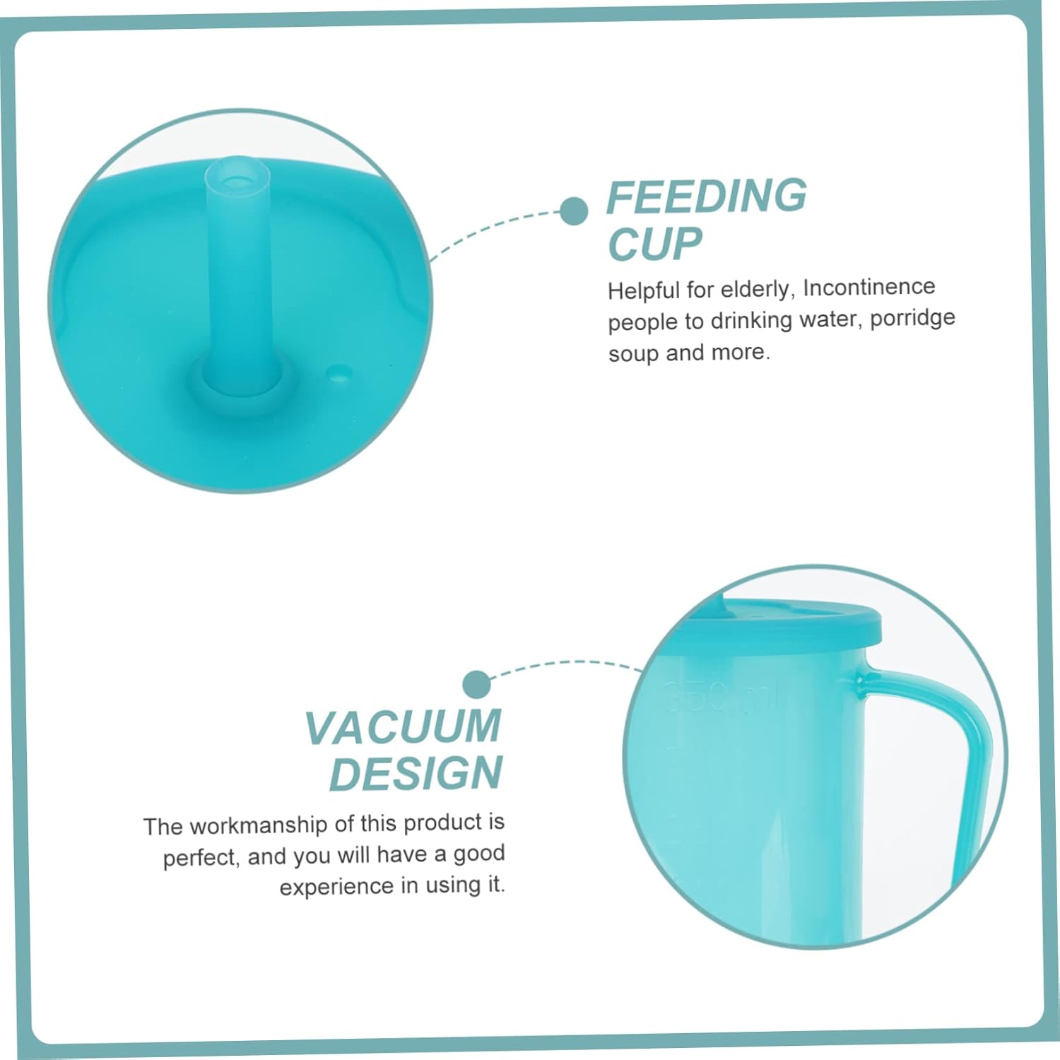 Luxshiny 2 tapas para el cuidado del vaso con asas, taza de pajita, a prueba de agua, convaleciente, beber, botella para ancianos, líquido,