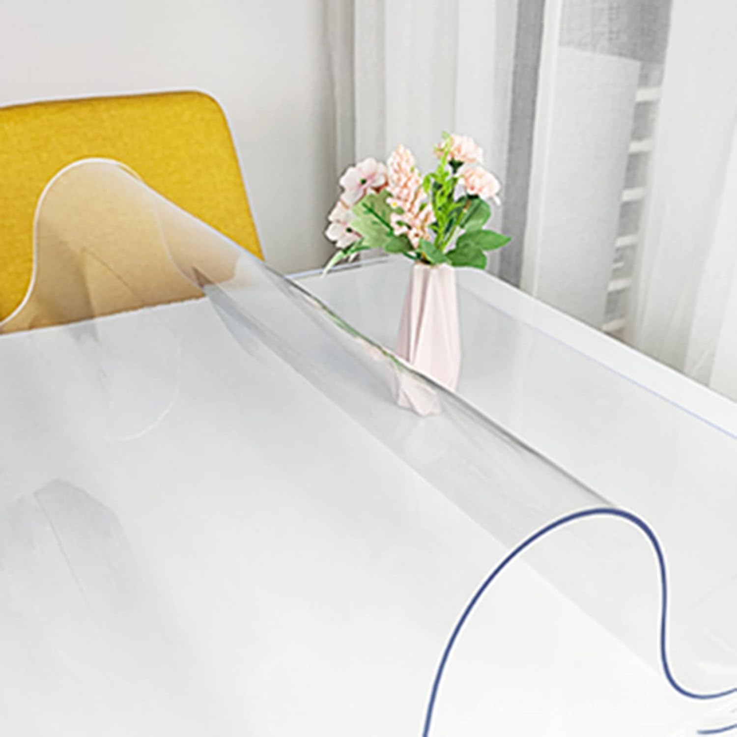 Mantel protector de mesa de comedor de plástico transparente, fácil de limpiar, protector de mesa (0.059in, 23,6 x 23,6 pulgadas)