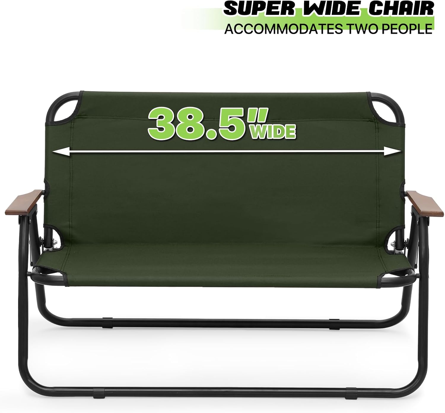 Magshion Silla de campamento de doble asiento de 39 pulgadas, soporta 330 libras para adultos, silla plegable de alta resistencia para 2 personas,