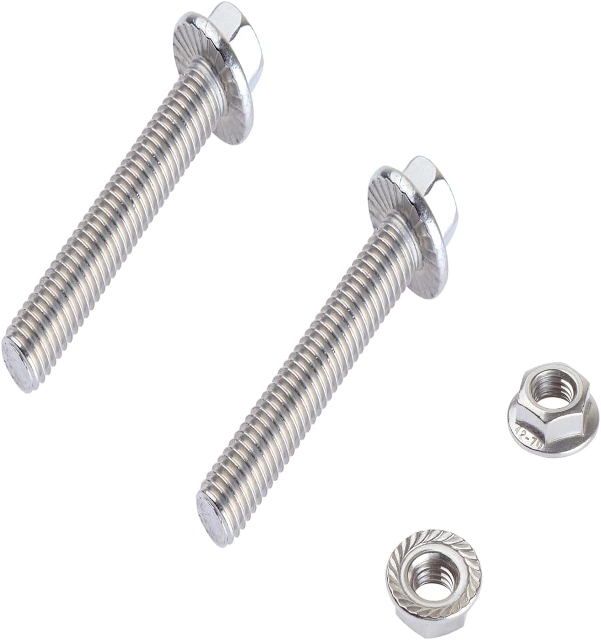 Rwraps Brida y junta de escape de 2 pernos de 2 pulgadas, brida de escape de acero inoxidable con pernos y tuercas de brida