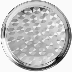 Bandeja redonda de acero inoxidable de 12 pulgadas con patrón de remolino, bandeja para servirexhibir por Tezzorio Bandeja redonda de acero inoxidable de 12 pulgadas con patrón de remolino, bandeja para servirexhibir por Tezzorio