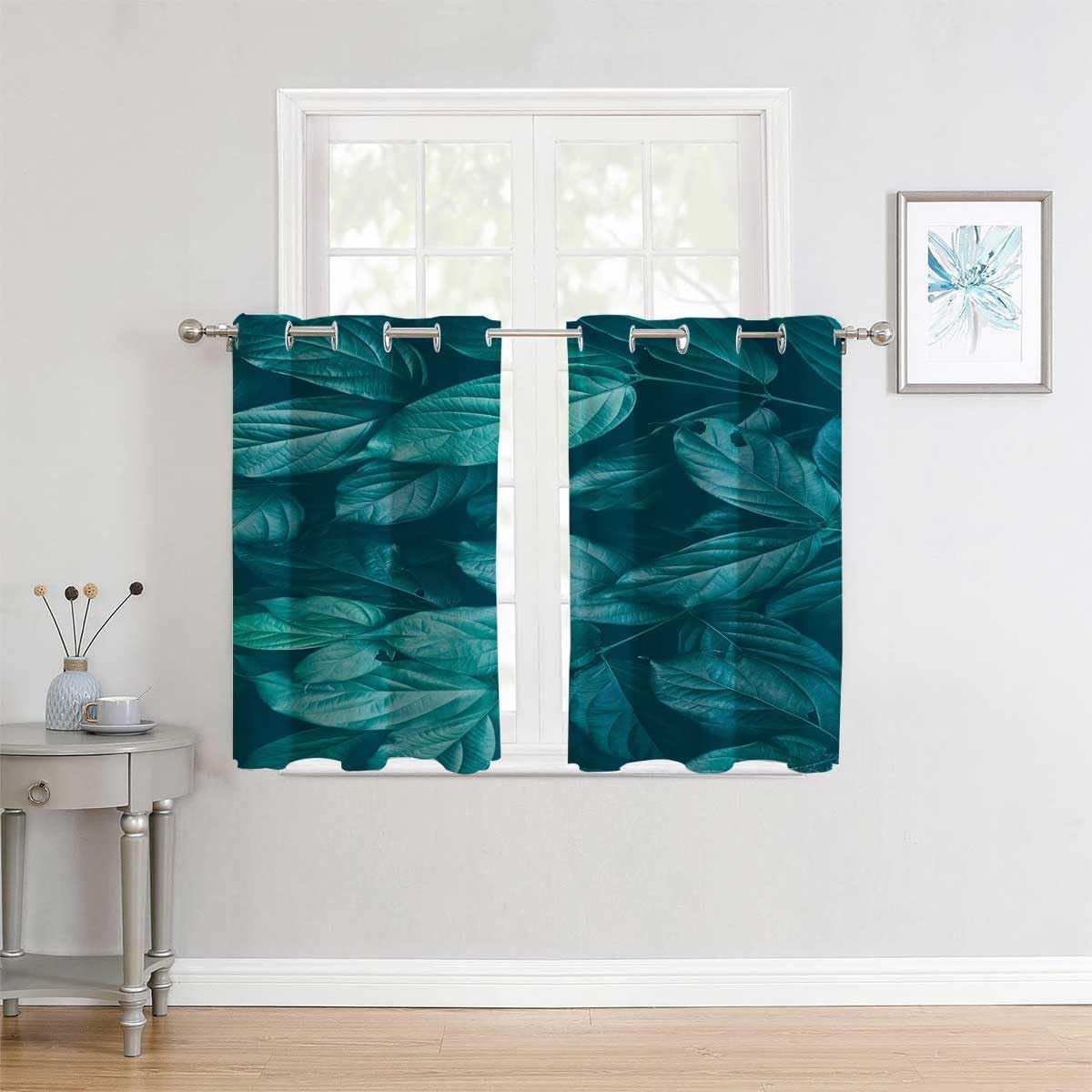 YANFENQI Cortinas para Habitacion – Cortinas para Habitacion con plantas tropicales y hojas verdes, cortinas bohemias de 55 pulgadas de ancho por 55