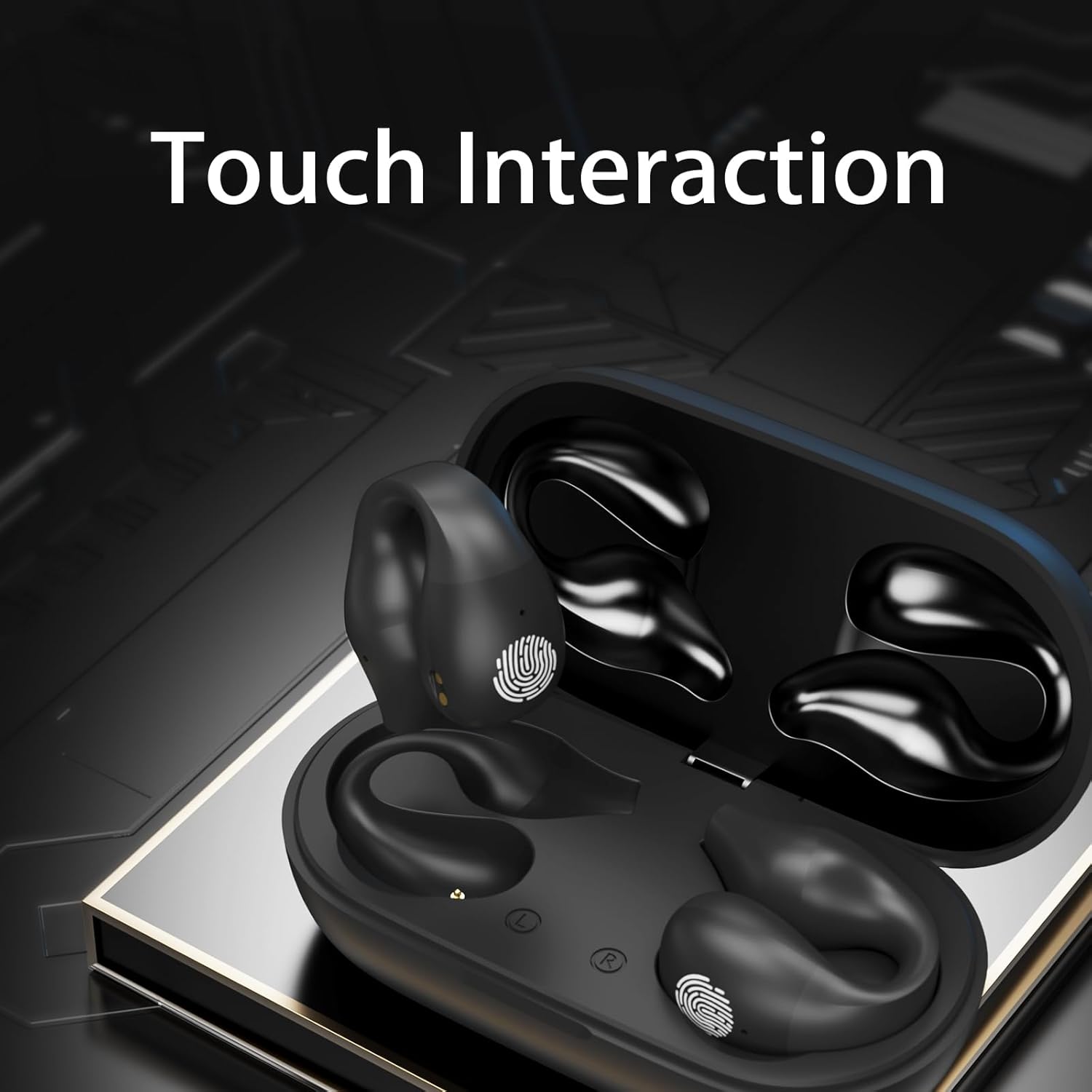 2024 New upgraded Wireless earbuds bluetooth 5.3 Ear Clips headphone , Open Ear Headphones Bone Conduction Headphones, 40 Hrs playtime ,sport