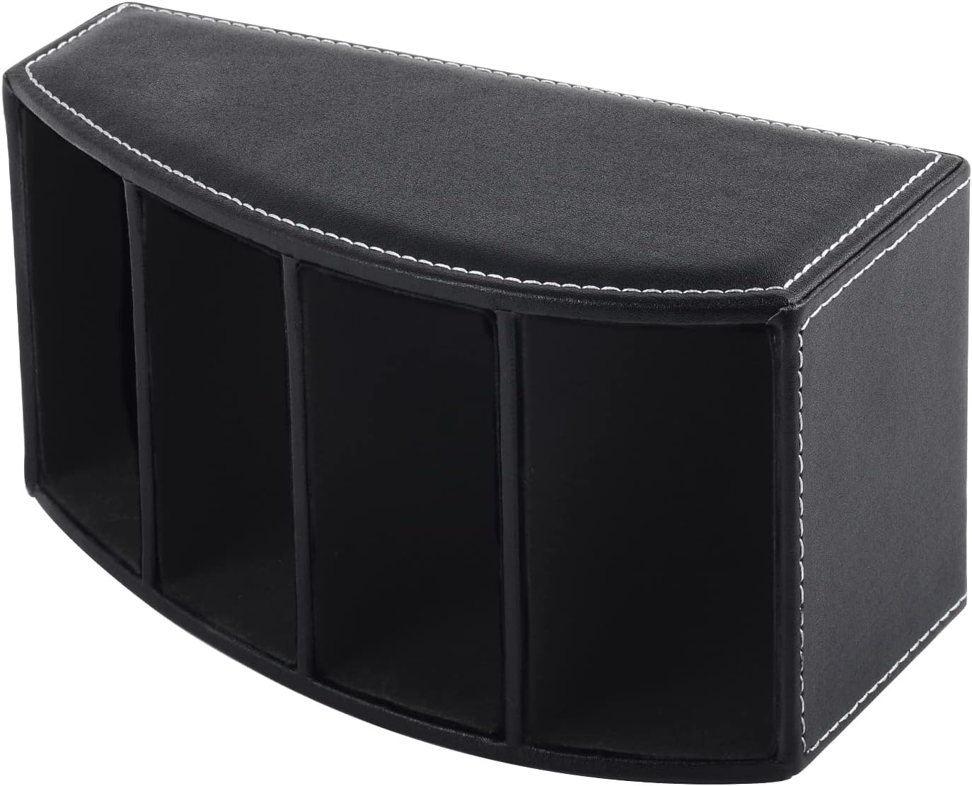 Soporte para control remoto de TV con 4 compartimentos, organizador de cuero sintético para mesita de noche, decoración de medios, control remoto,