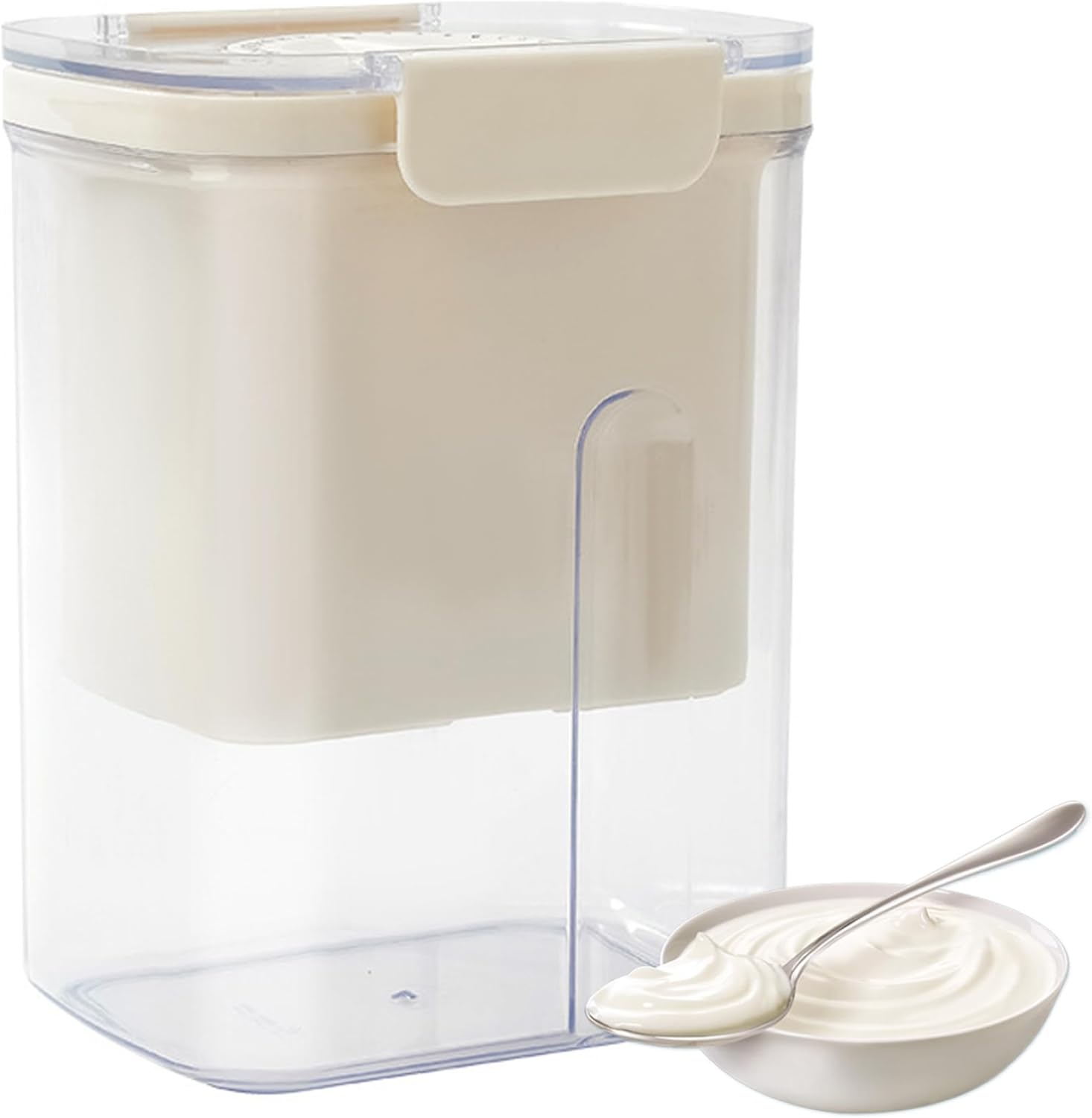 Colador de yogur griego de 34 onzas con tapa, filtro de yogur de malla fina 225 con temporizador de cuenta regresiva BPA reutilizable arroz té jugo