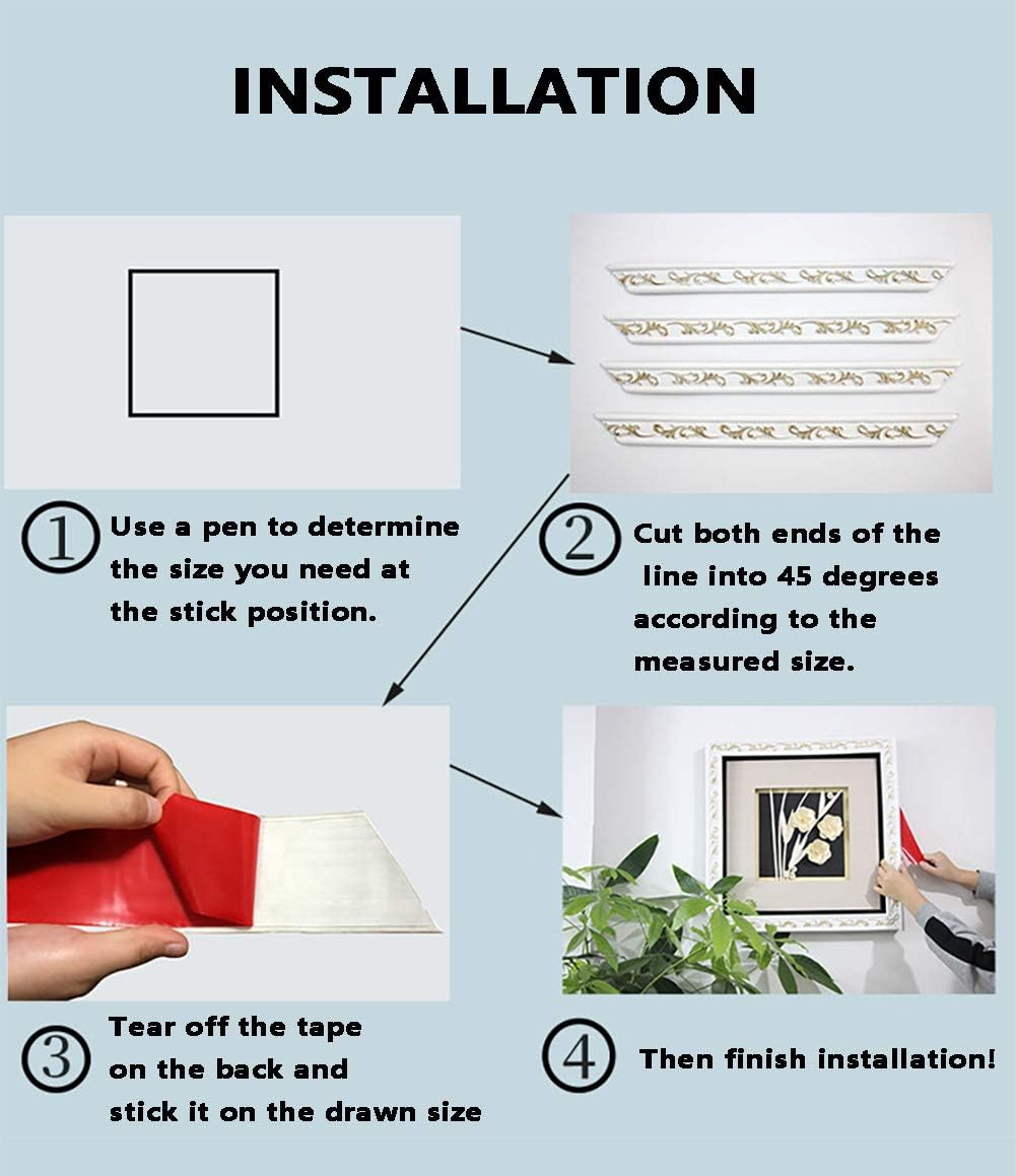 ITTA Moldura flexible autoadhesiva, 10 pies de moldura de pared de flores para despegar y pegar, moldura de techo para armario, puerta, muebles,
