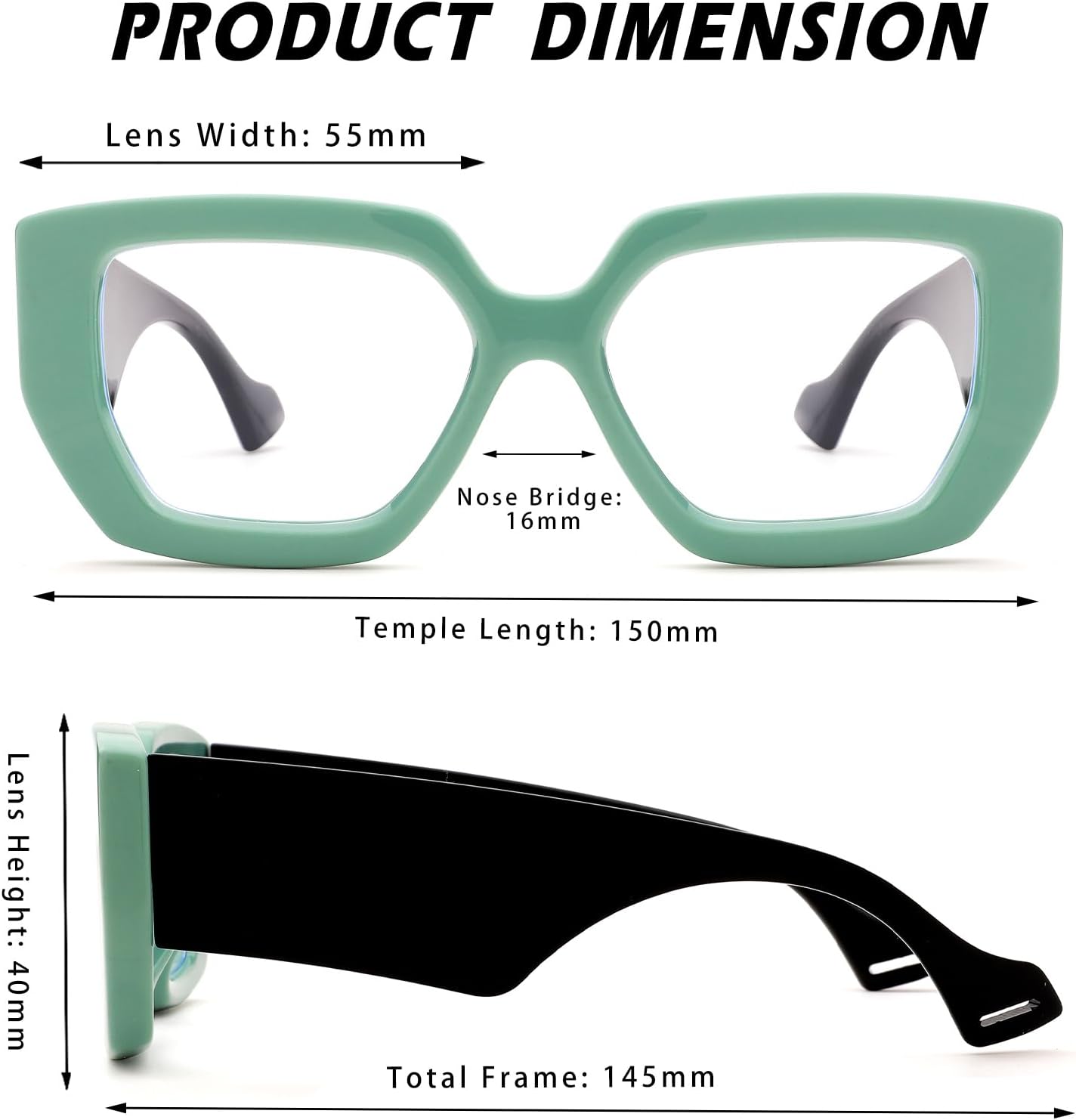 Thick Frame Blue Light Glasses for Women Men,Square Computer Gaming Eyeglasses Anti Eyestrain