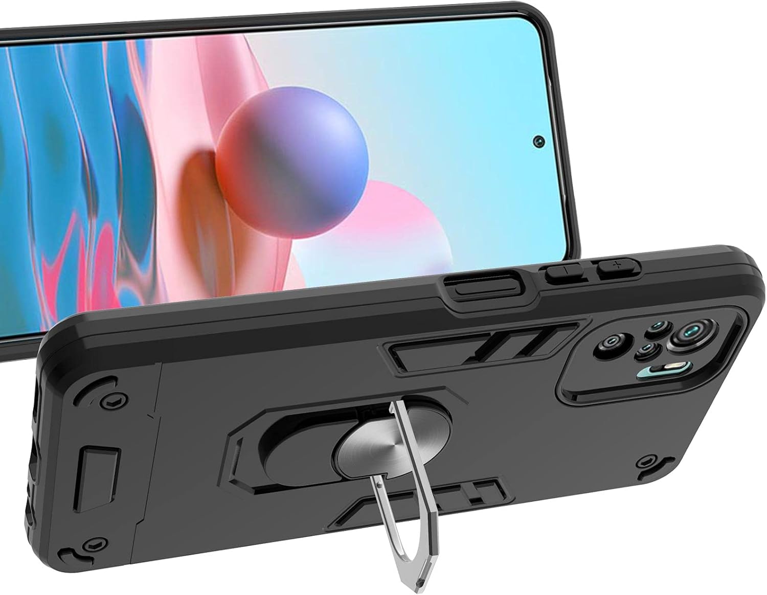 Funda compatible con Xiaomi Poco M5s 4G, anillo integrado con soporte magnético compatible con Redmi Note 10 4G  Note 10S 4G  Note 11 SE (India),