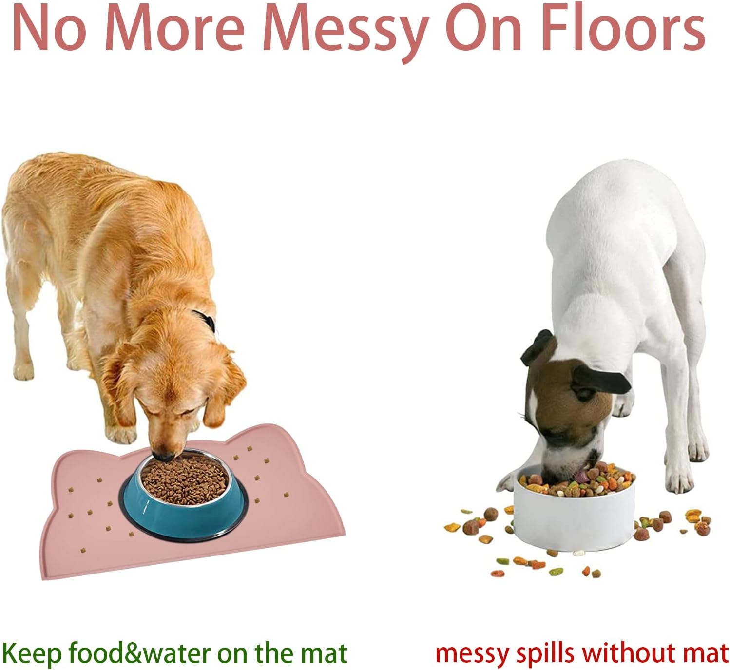 Tapete de silicona para comida para gatos, tapete de alimentación de mascotas para el suelo, antideslizante, impermeable, bandeja para agua para