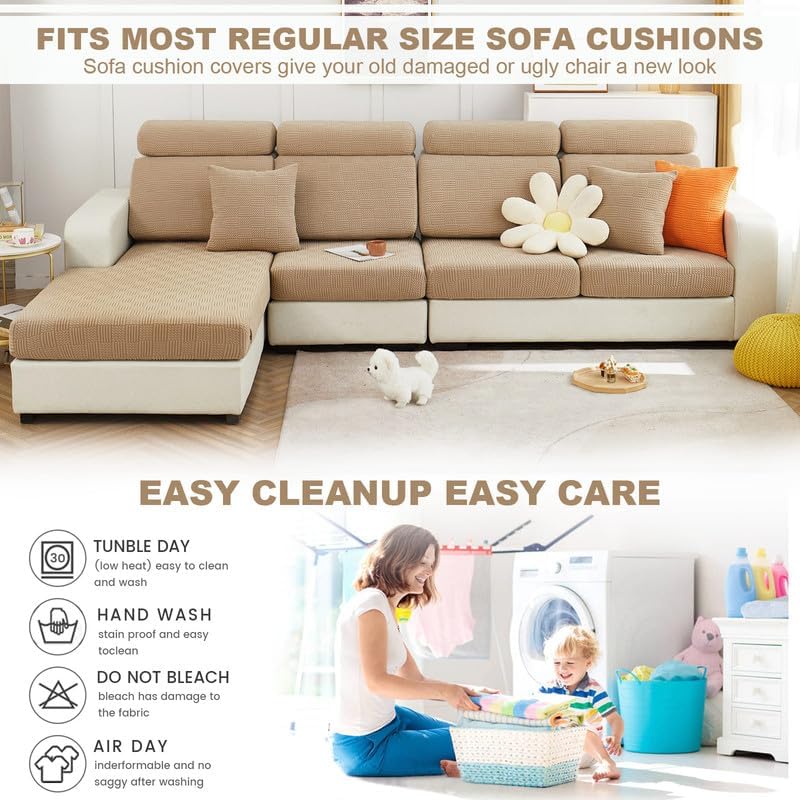 JOVELL Fundas elásticas para sofá de 3 cojines, funda universal resistente al desgaste con parte inferior elástica, funda mágica para sofá,
