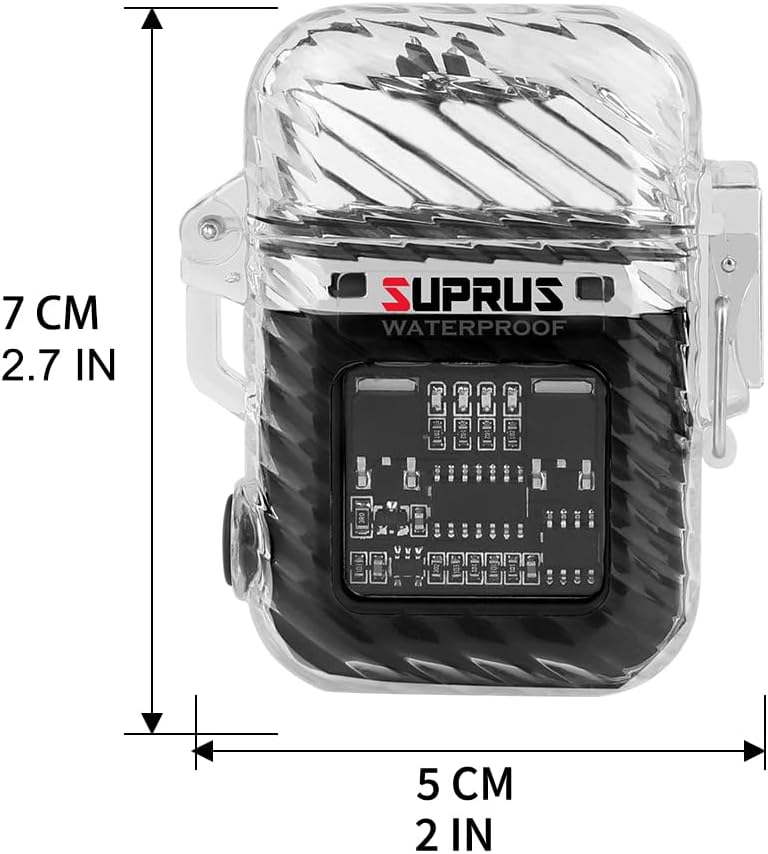 SUPRUS Encendedor luminoso con 3 modos de linterna, resistente al viento, impermeable, encendedor eléctrico recargable, encendedor de plasma de