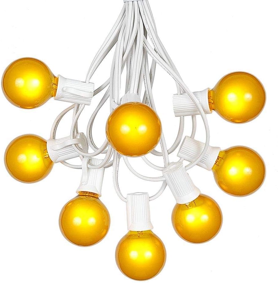 Guirnalda de luces G40 para patio con 25 bombillas amarillas de globo  Cadena de luces colgantes para jardín  Luces vintage para patio trasero