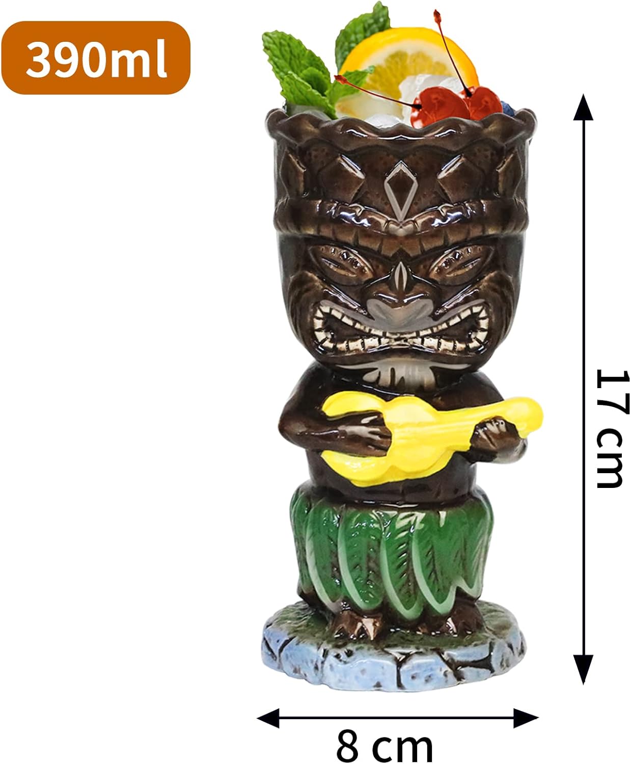 SuproBarware Tiki – Juego de tazas de cóctel de 10.1 fl oz, coloridas tazas de cóctel de cerámica, decoración hawaiana para fiestas exóticas