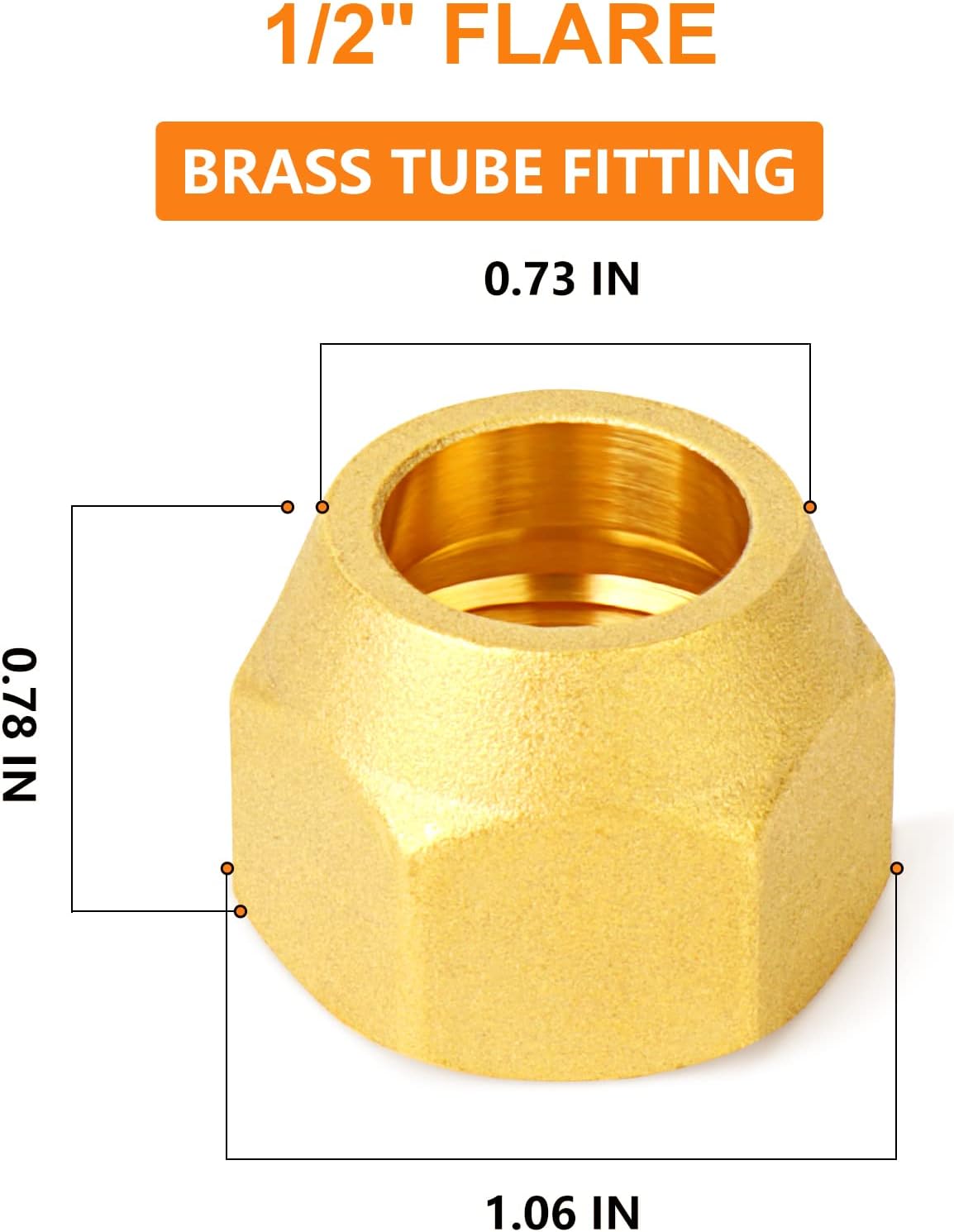 GASHER 10 piezas de latón SAE 45 grados Flare Tube Fitting, 12″ Flare Nut Aire Acondicionado Tubo de cobre Extensión de tubo de cobre a tope Tuerca