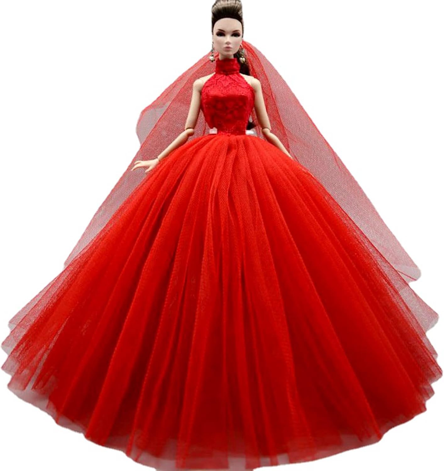 Ropa de muñeca de novia, vestido de novia para niña de 11.5 pulgadas, vestido de princesa de fiesta, accesorios de muñecas de 16 (estilo B)