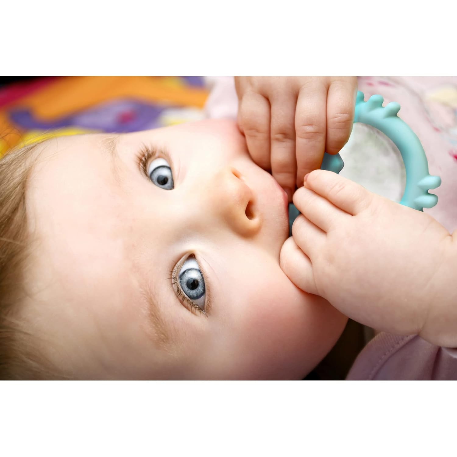 Juguetes de dentición para bebés, mordedores para bebés de 0 a 6 meses, 6 a 12 meses (1 turquesa, 1 cangrejo)
