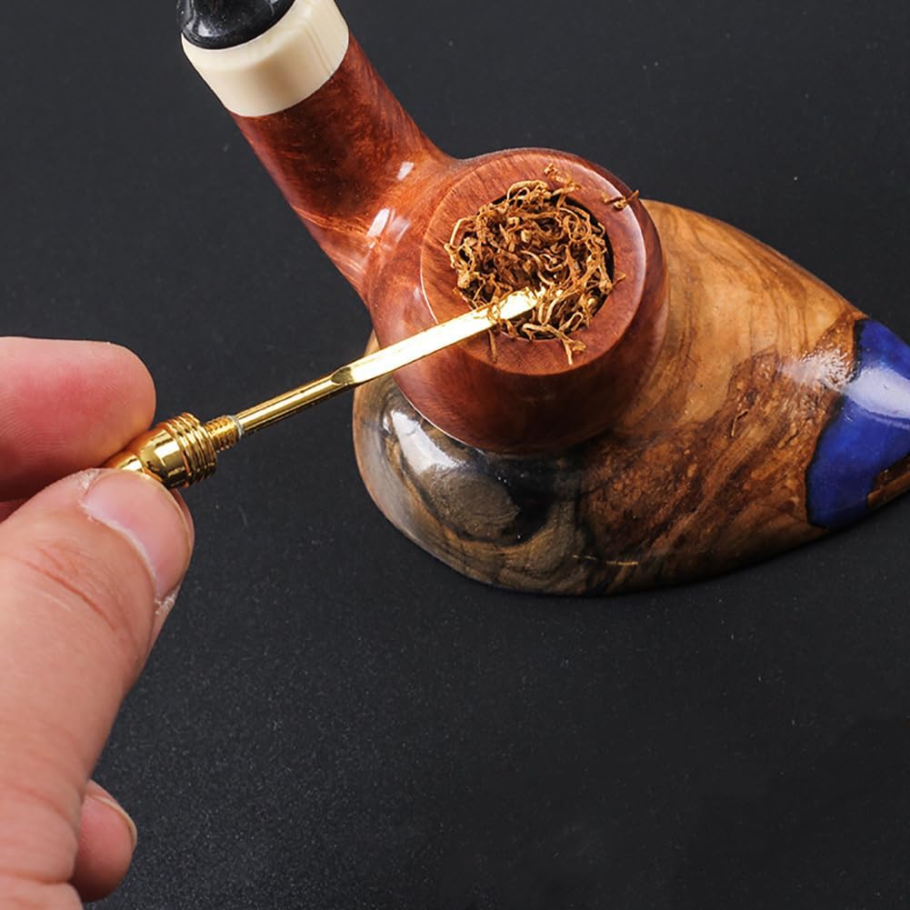 Herramienta clásica de manipulación de pipas de tabaco 2 en 1, limpiador de boquillas doradas para fumar (1 pieza)