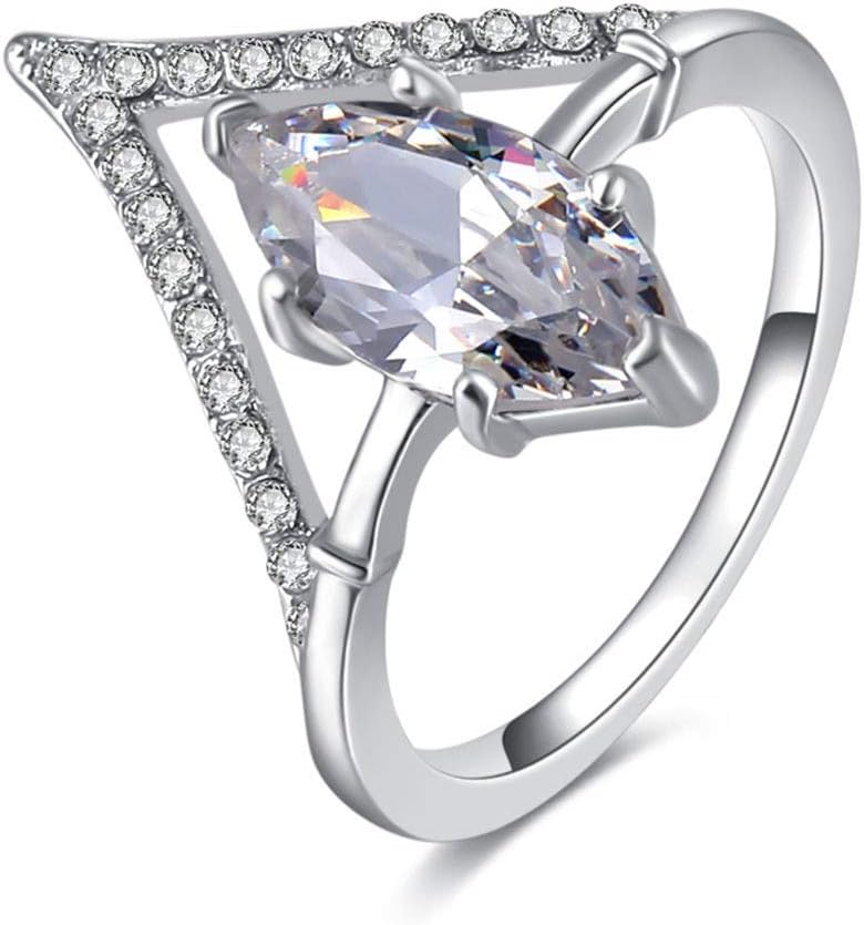 Anillo de plata 925 con circonita cúbica de corte marquesa perfecto de 2.0 quilates, circonita cúbica AAA, anillo de compromiso y boda para mujer