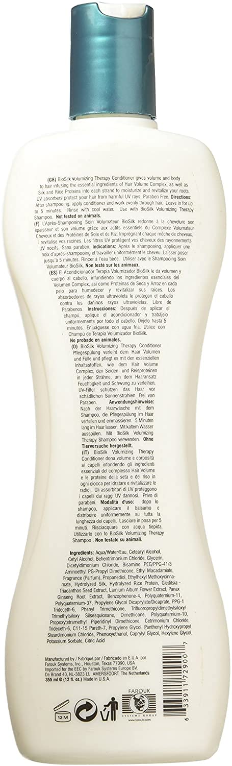 Biosilk Acondicionador Terapia Volumizante Unisex Acondicionador 12 oz