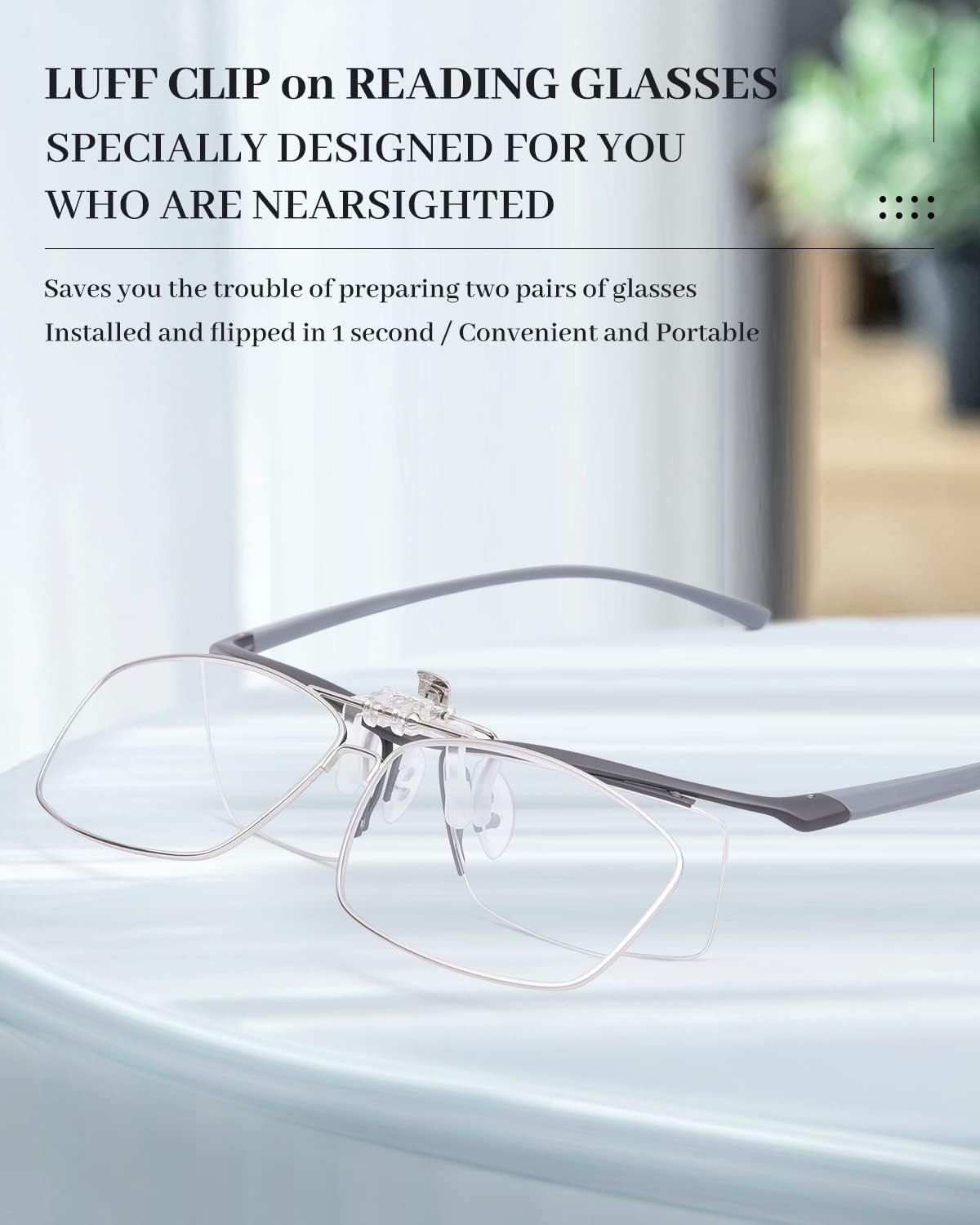 LUFF Lentes de lectura con clip anti-azul que pueden voltear para mujereshombres