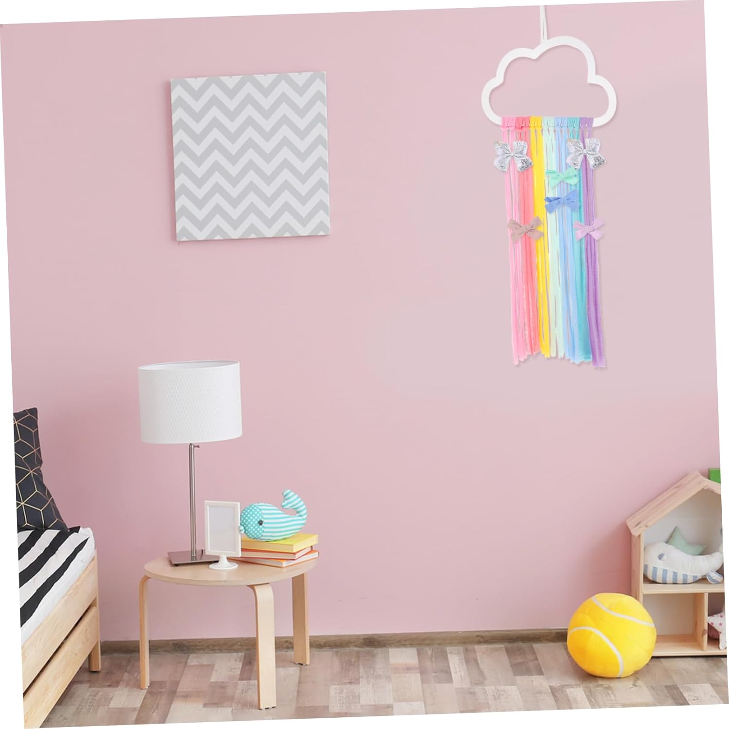 Abaodam Organizador de lazo de adorno de arco iris para niñas, clips de lazos para el pelo, decoración de dormitorio de niños, organizador de lazos