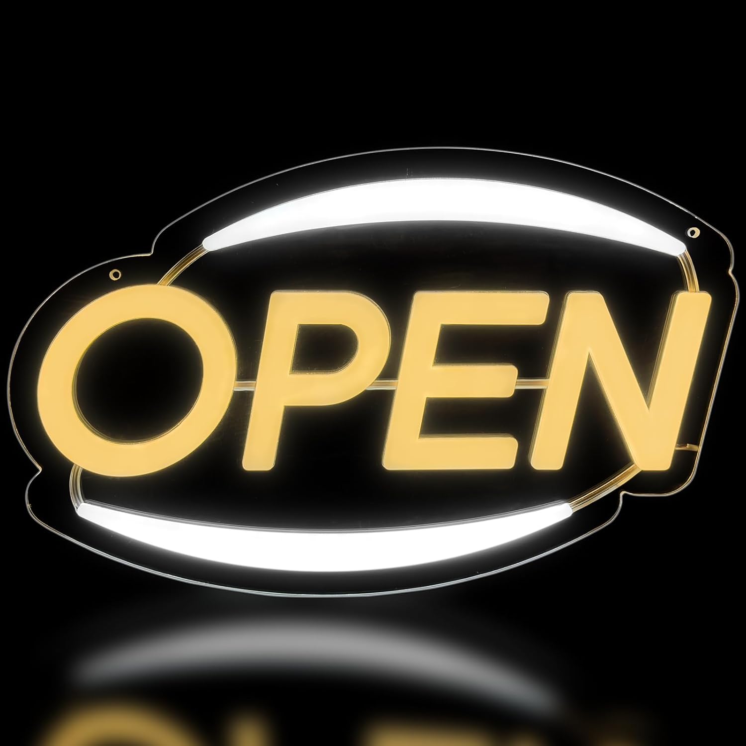 Letreros LED de neón abiertos para negocios, alimentados por USB de 16 x 10 pulgadas con brillo ajustable, luz abierta brillante para exhibición de