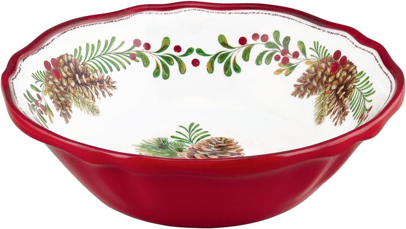 UP ware – Juego de vajilla de melamina de 12 piezas, incluye platos llanos, platos de ensalada, cuencos, servicio para 4 (piñas)