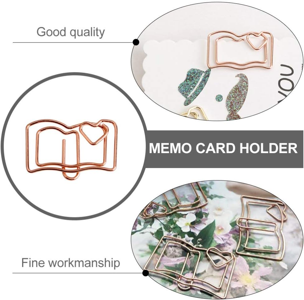 Clips de papel de hierro, 60 unidades, marcadores de libros de metal, clip de papel con forma de libro, clips de papel para diario, abrazadera de