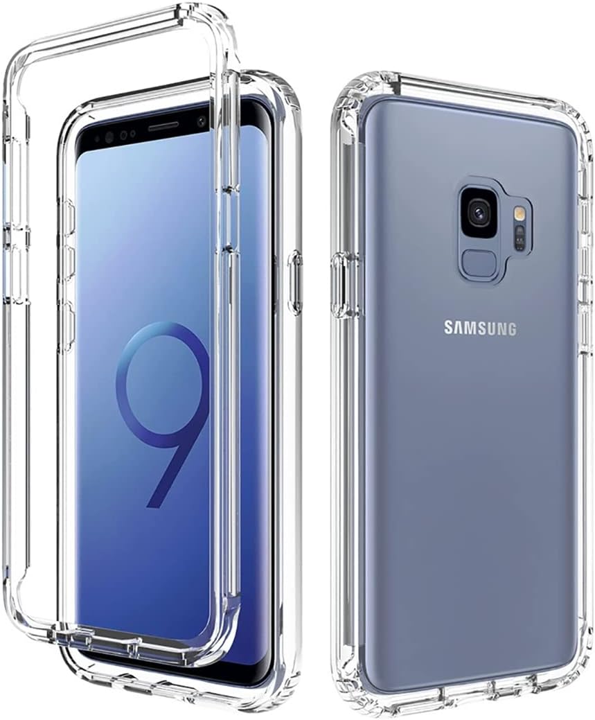 Gufuwo Funda para Galaxy S9, Samsung S9 SM-G960U con protector de pantalla de vidrio templado, transparente 360 protección de cuerpo completo,