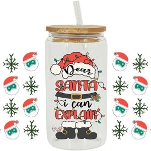 Adhesivos de transferencia de vasos UV DTF, calcomanías temáticas de Navidad para tazas de vidrio, UV Dtf frotar en transferencias para Adhesivos de transferencia de vasos UV DTF, calcomanías temáticas de Navidad para tazas de vidrio, UV Dtf frotar en transferencias para