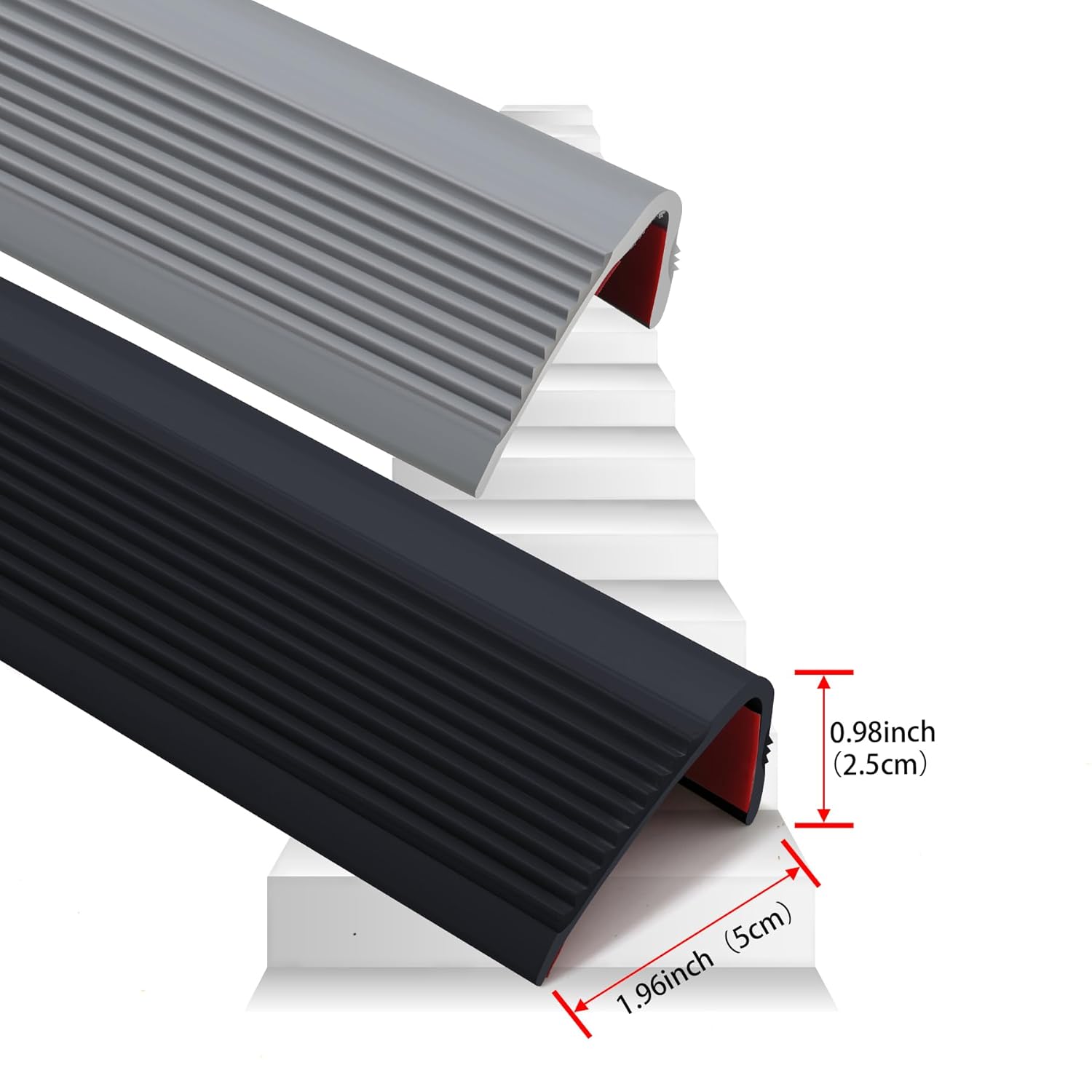 Escalera antideslizante de vinilo para escaleras, autoadhesivo, antideslizante, peldaños de goma flexible, protector de bordes, moldura para usos en