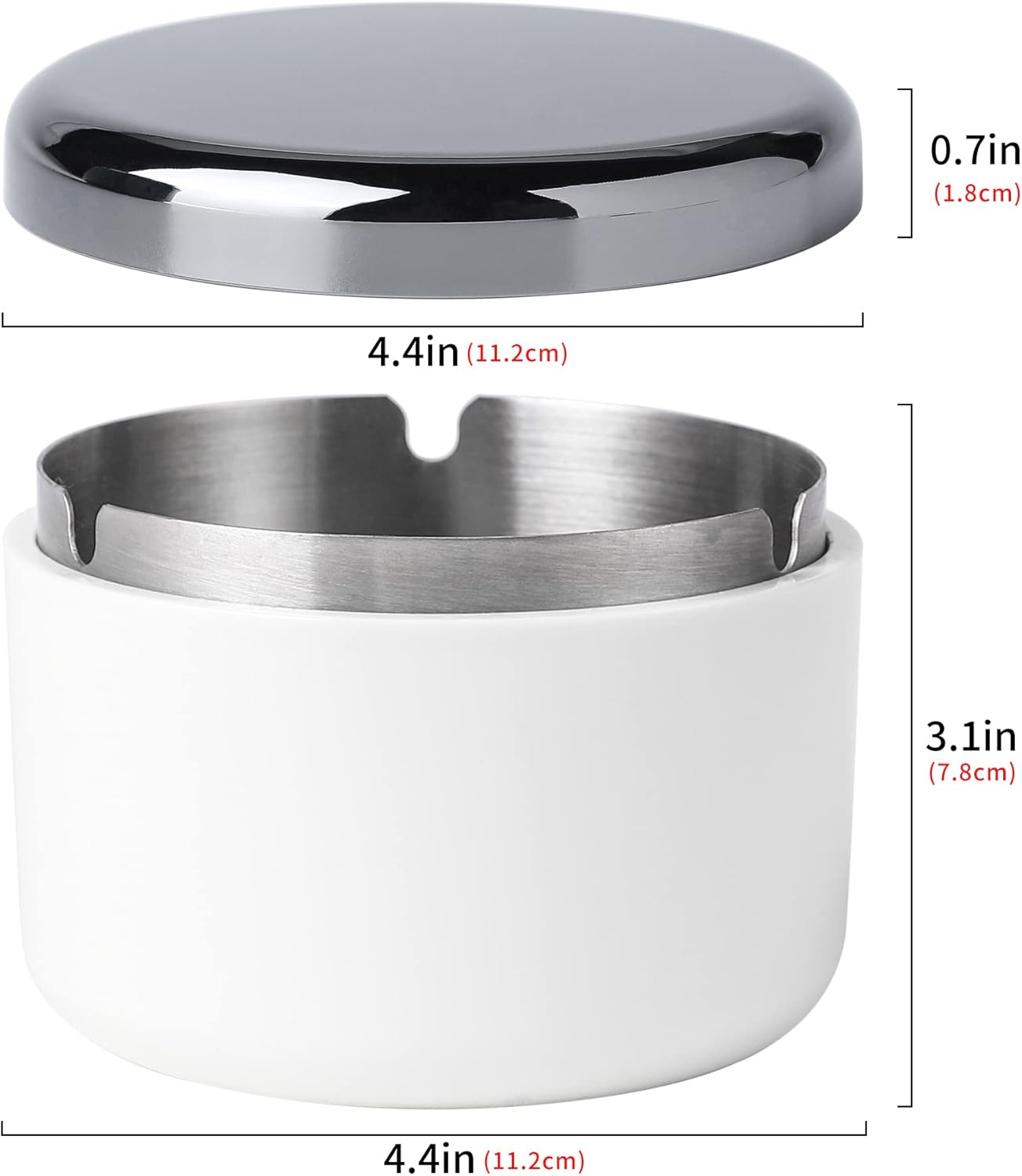 Cenicero sin humo con tapa para fumadores, revestimiento de acero inoxidable, resistente al viento, duradero, fácil de limpiar, ceniceros frescos