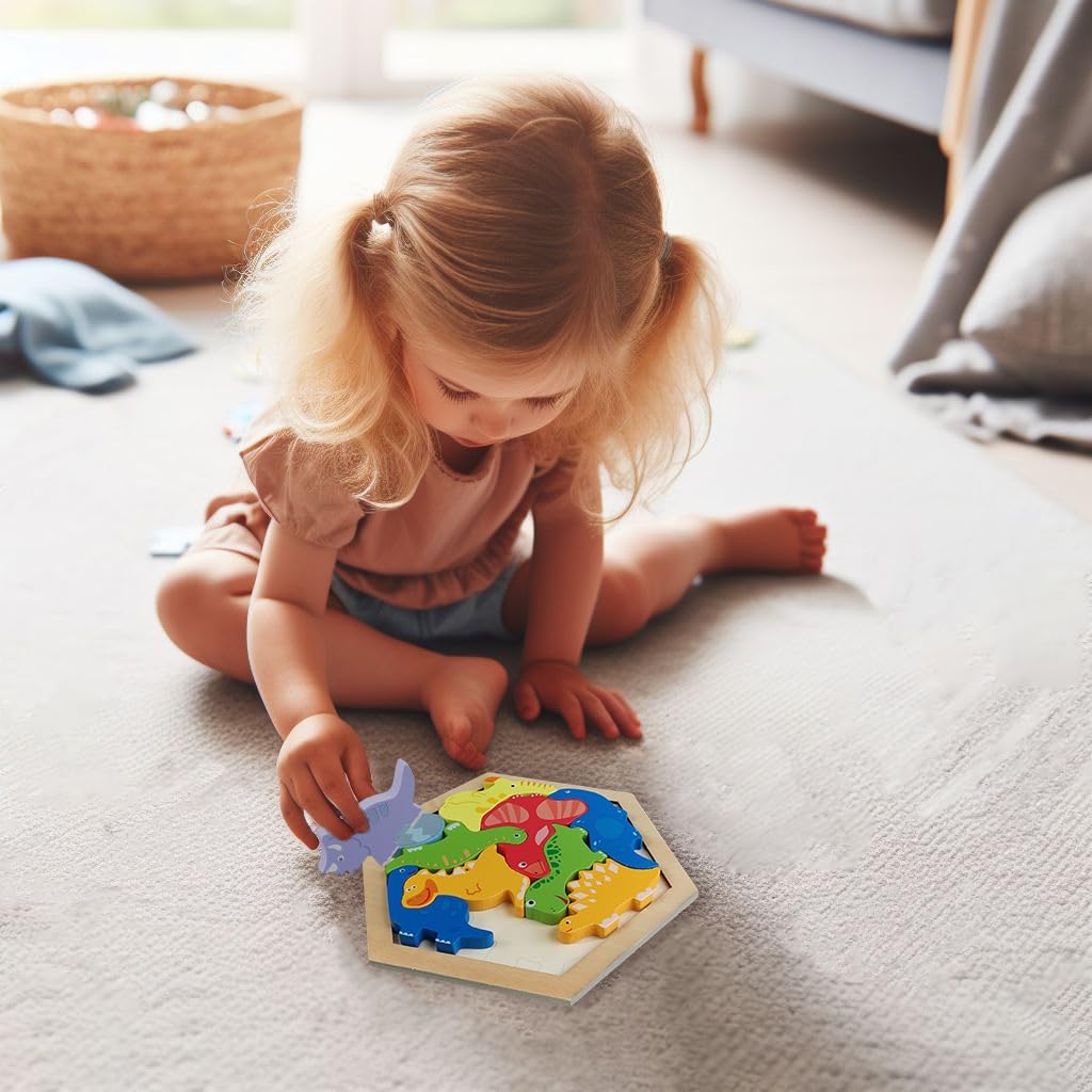 Rompecabezas de madera de dinosaurio para niños pequeños, juguete educativo de aprendizaje para niños de 3, 4 y 5 años de edad, rompecabezas de
